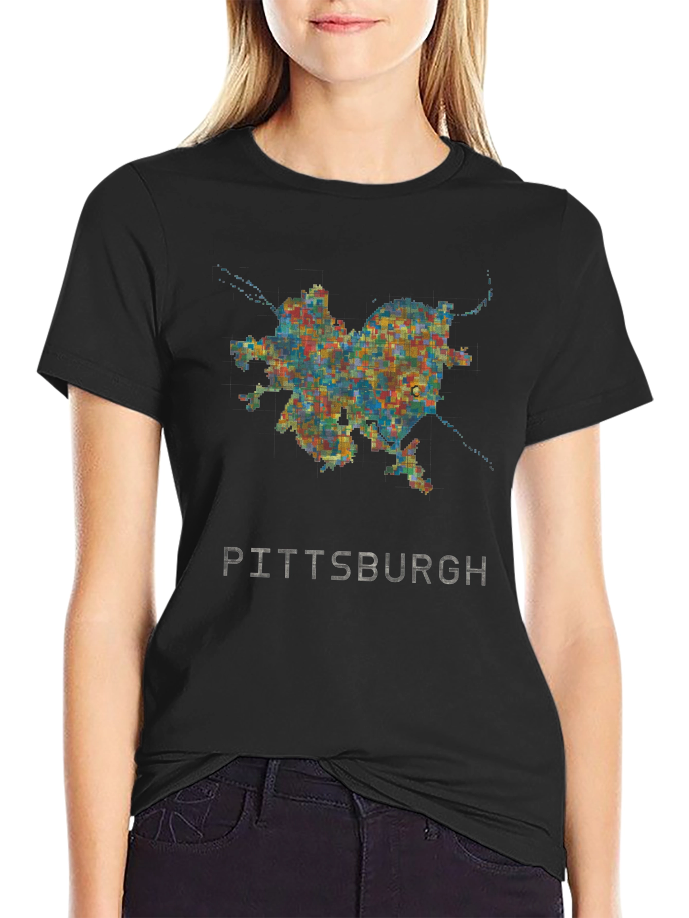 Black Pittsburgh City Map Graphic Tee - Black view 2
