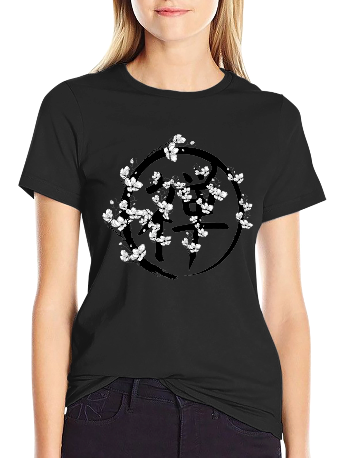 Black Black Floral Graphic T-Shirt view 2