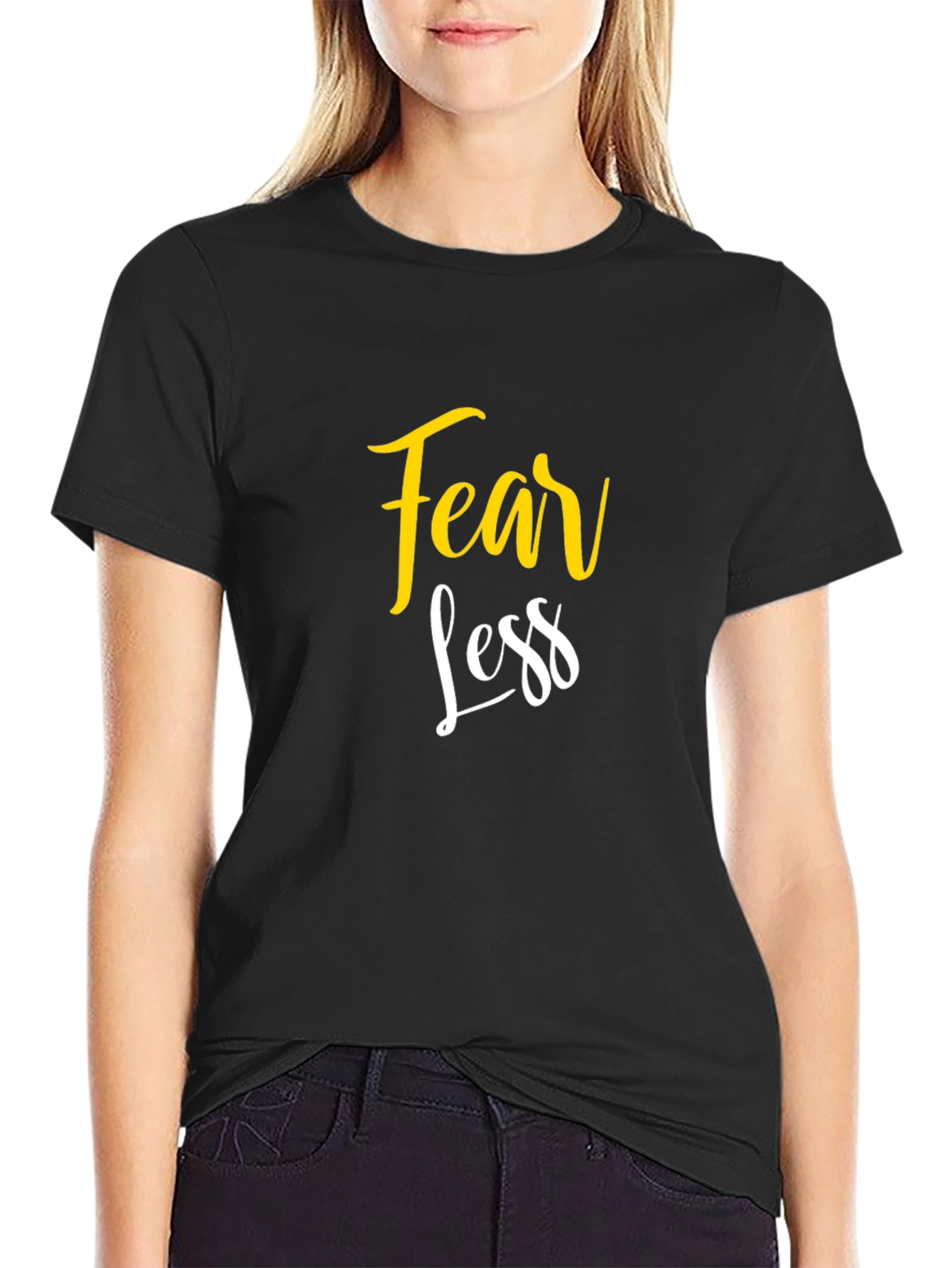 Black Fearless Graphic T-Shirt - Black Cotton Blend view 2
