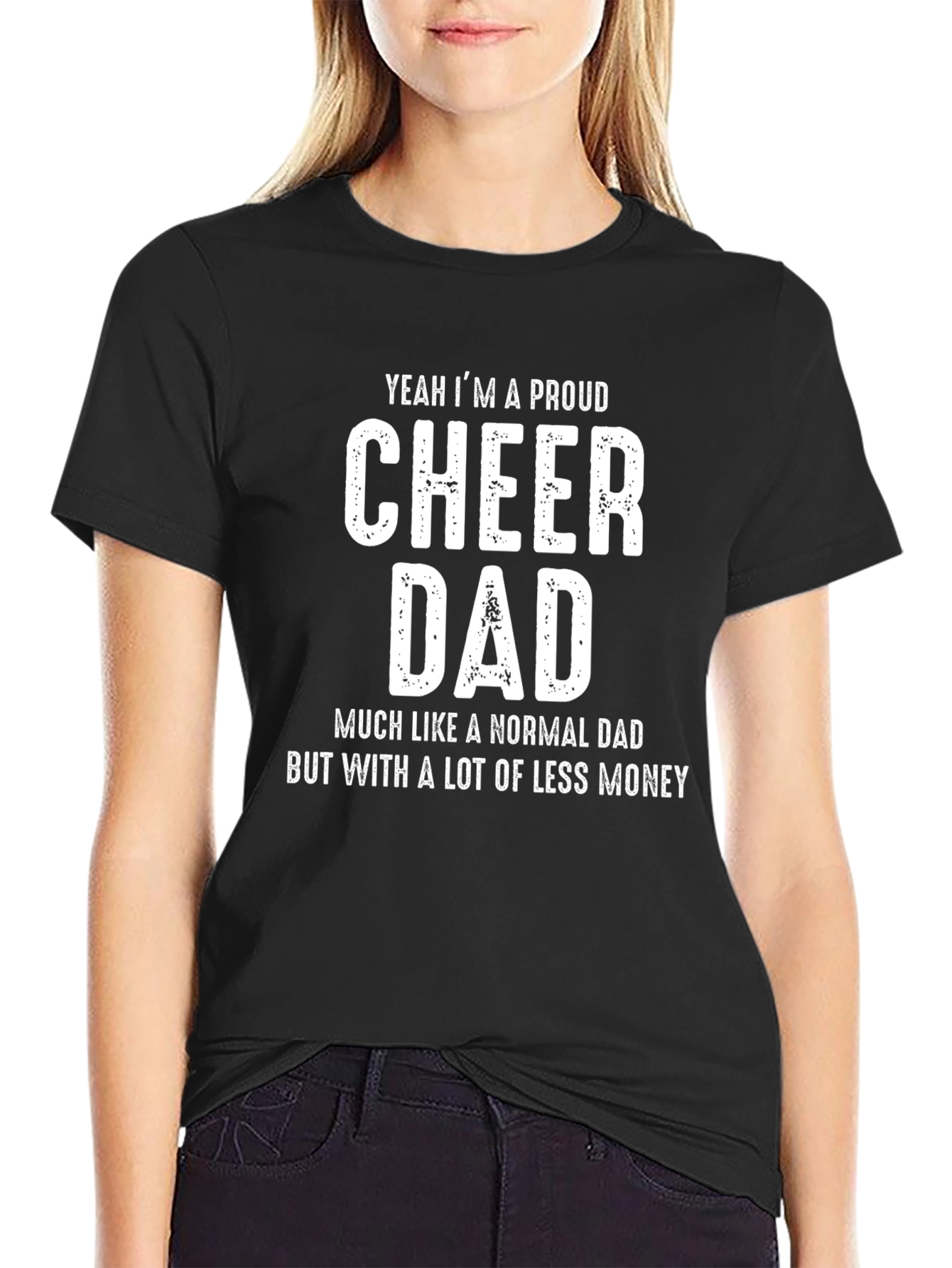 Black Proud Cheer Dad T-Shirt - Novelty Graphic Tee view 2