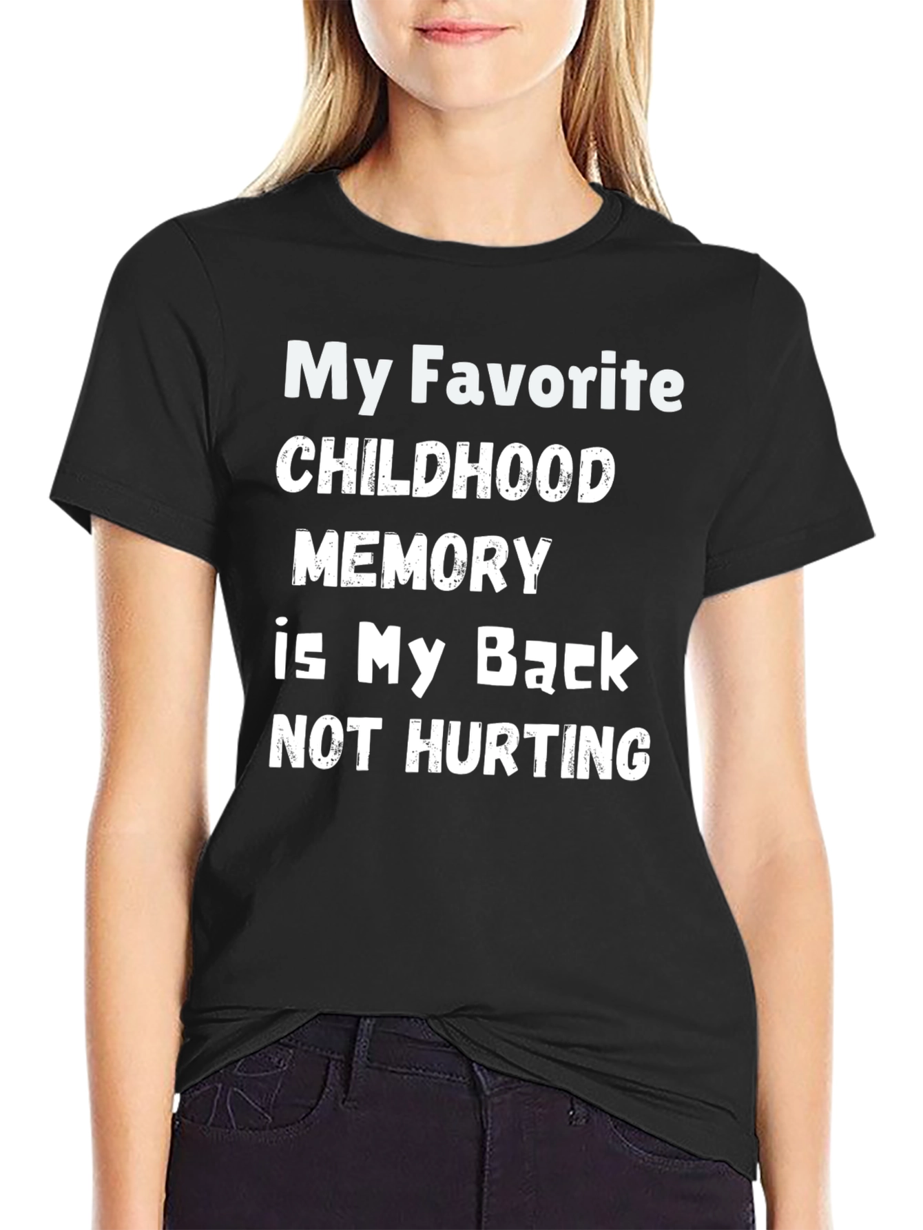 Black Funny Back Pain T-Shirt - Childhood Memory view 2