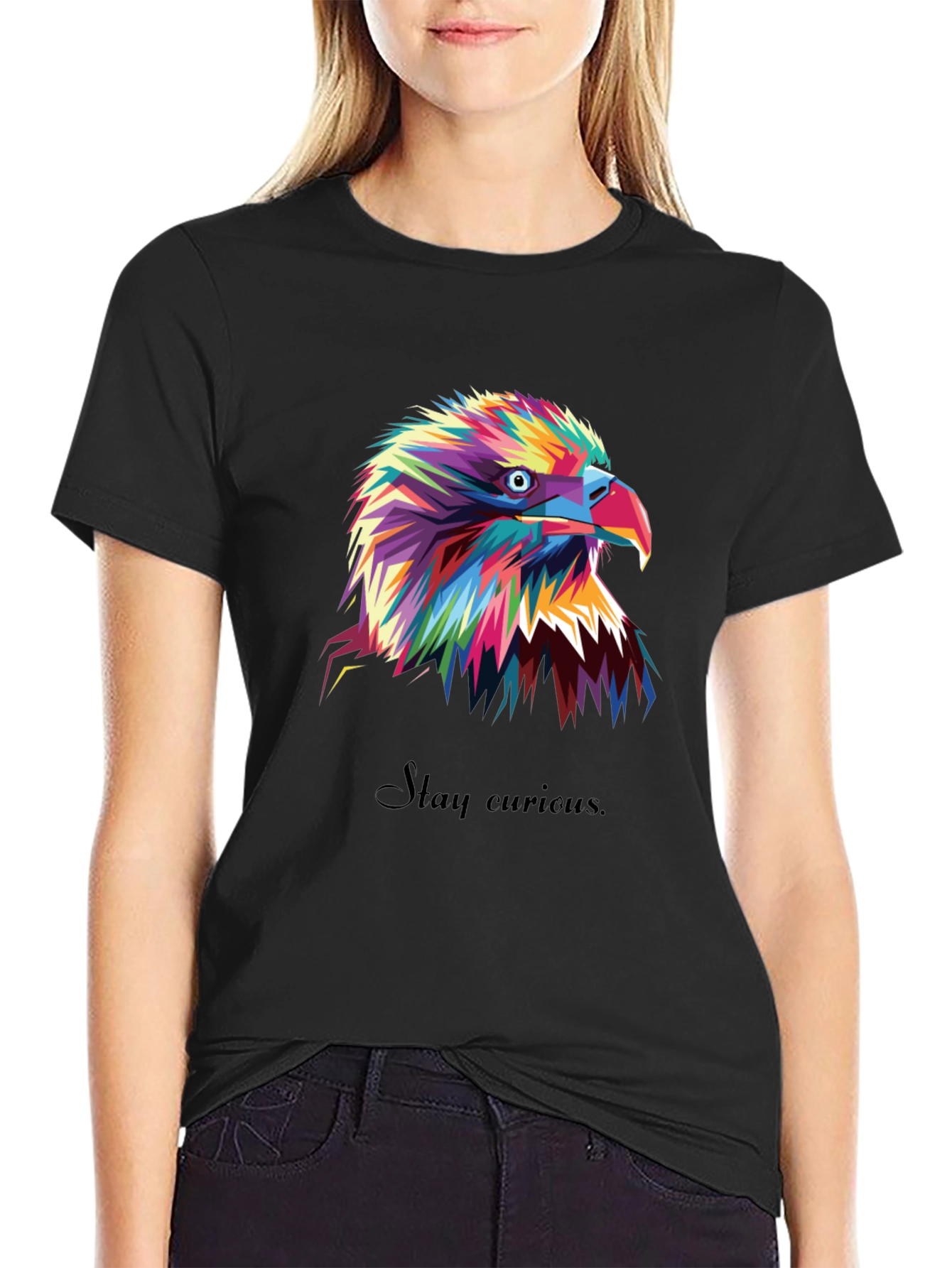 Black Bold Eagle Graphic Tee - Stay Curious view 2