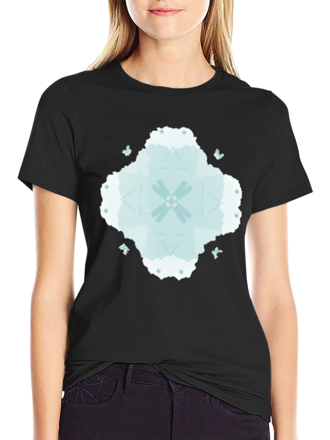 Black Abstract Pattern Crew Neck Tee - Black view 2