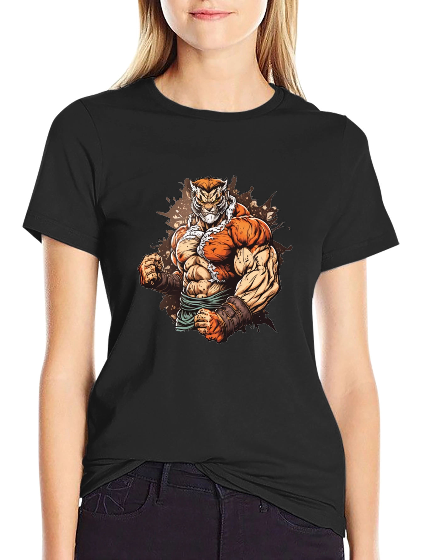 Black Tiger Warrior Graphic T-Shirt view 2