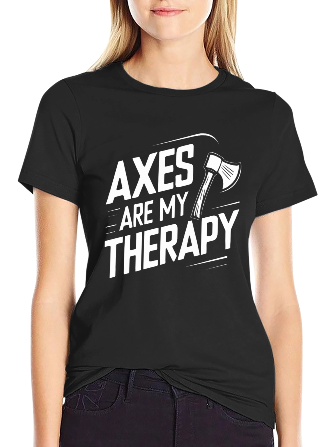 Black Axes Are My Therapy Funny Graphic T-Shirt view 2
