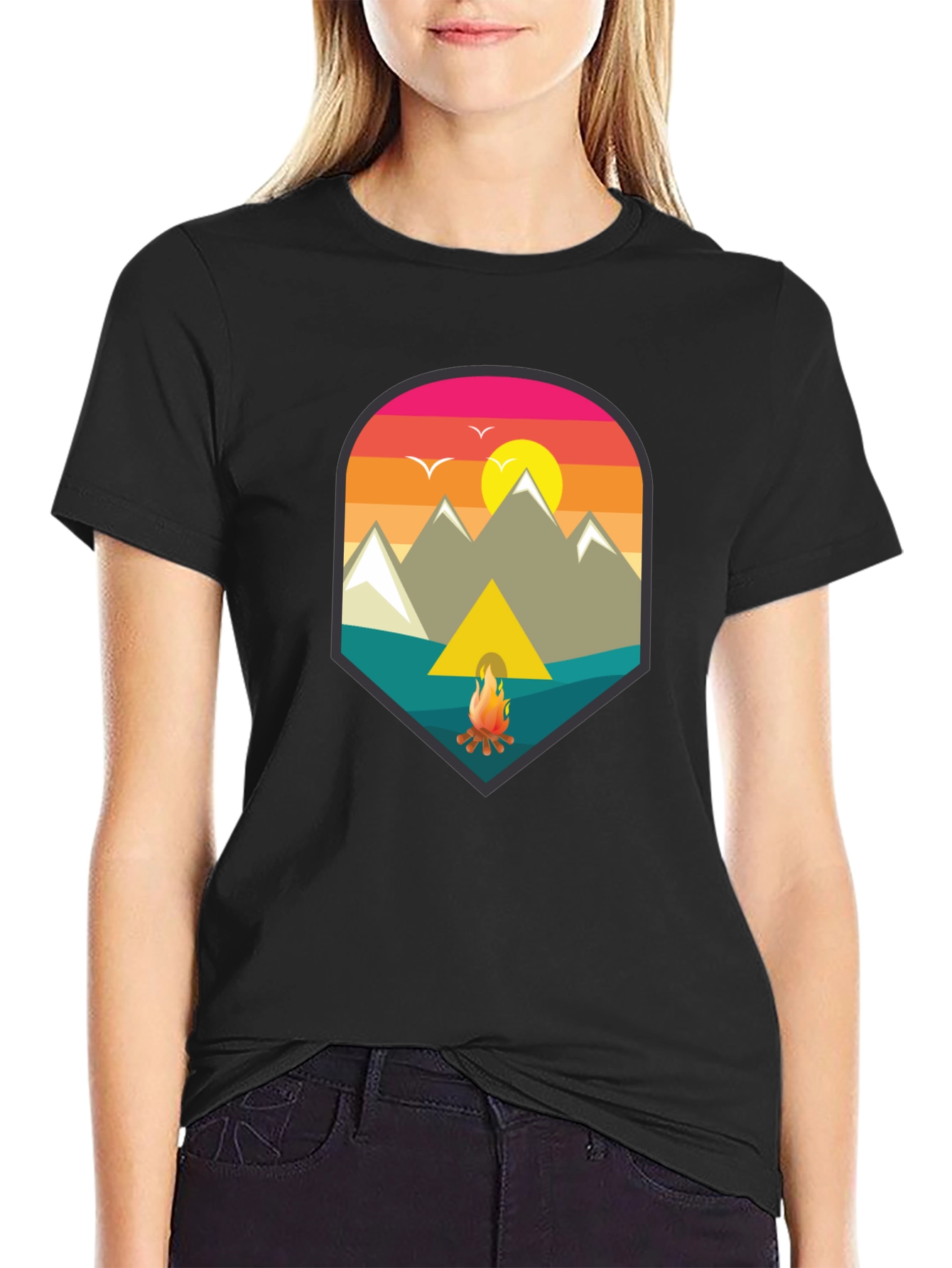 Black Camping Adventure Graphic Tee view 2