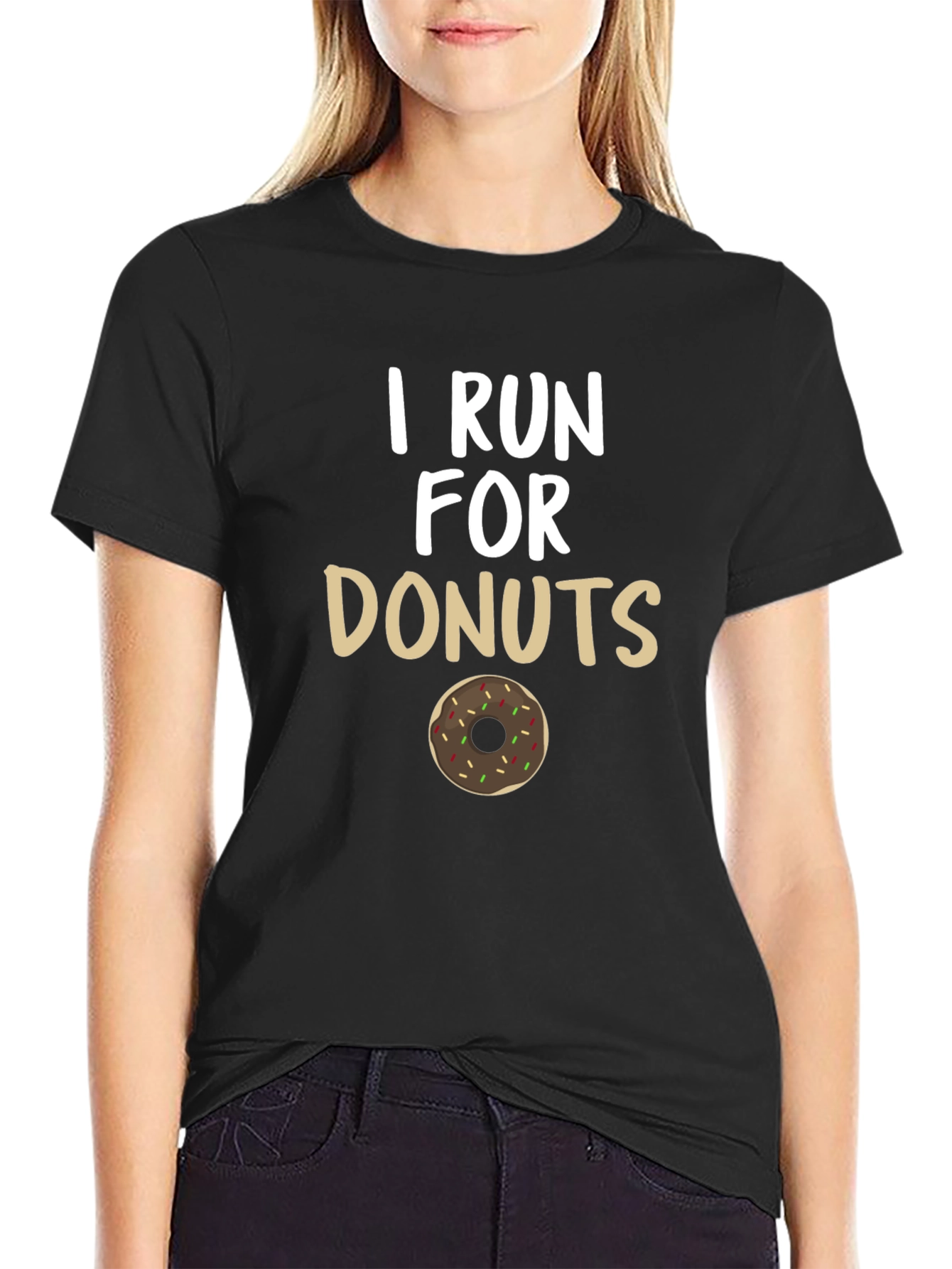 Black I Run For Donuts T-Shirt view 2