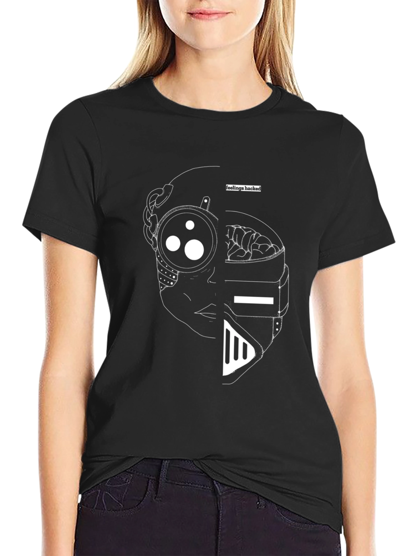 Black Feelings Hacked T-Shirt - Modern Graphic Tee view 2