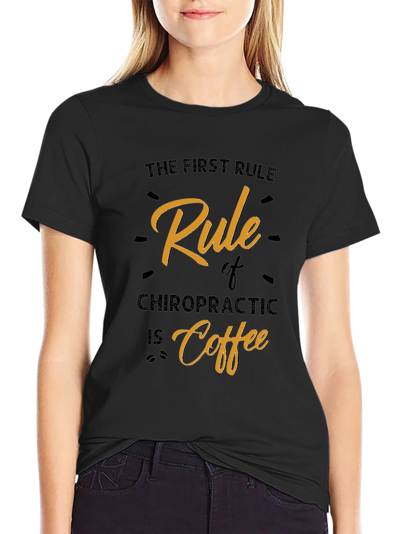 Black Chiropractic Coffee Rule Graphic T-Shirt view 2