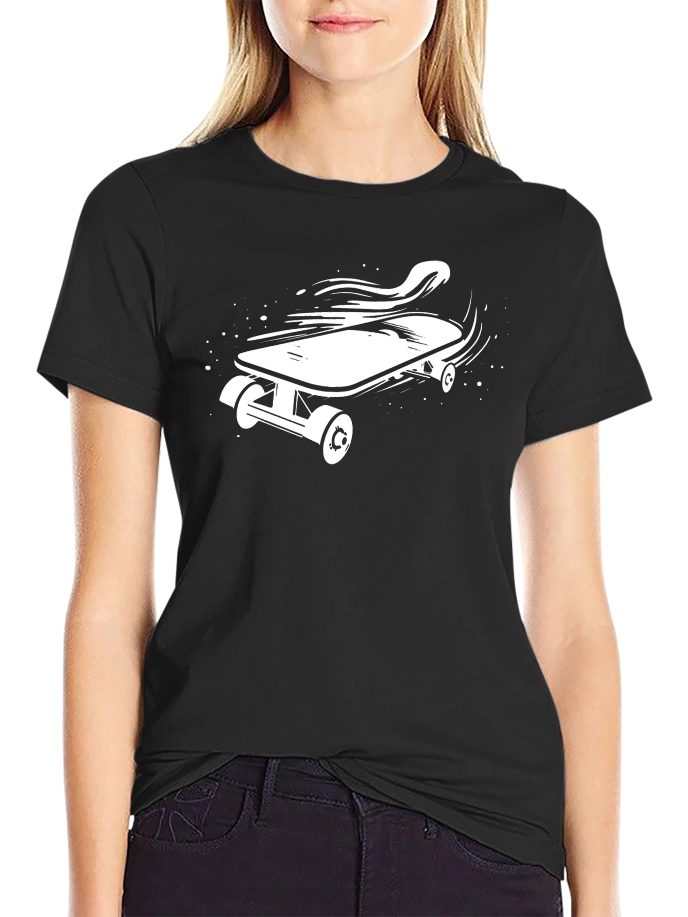 Black Skateboard Graphic Black Tee view 2