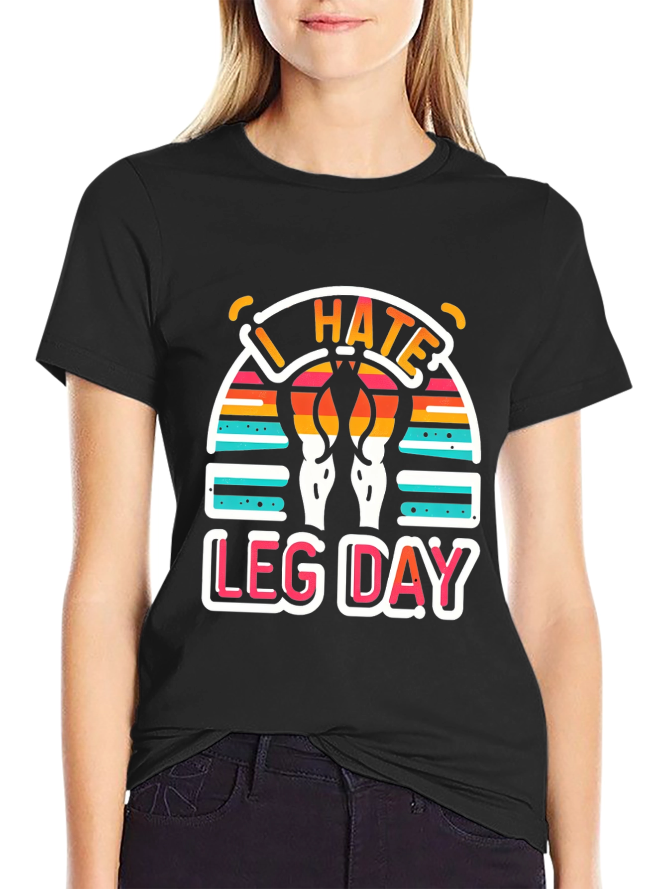 Black I Hate Leg Day T-Shirt - Workout Apparel view 2