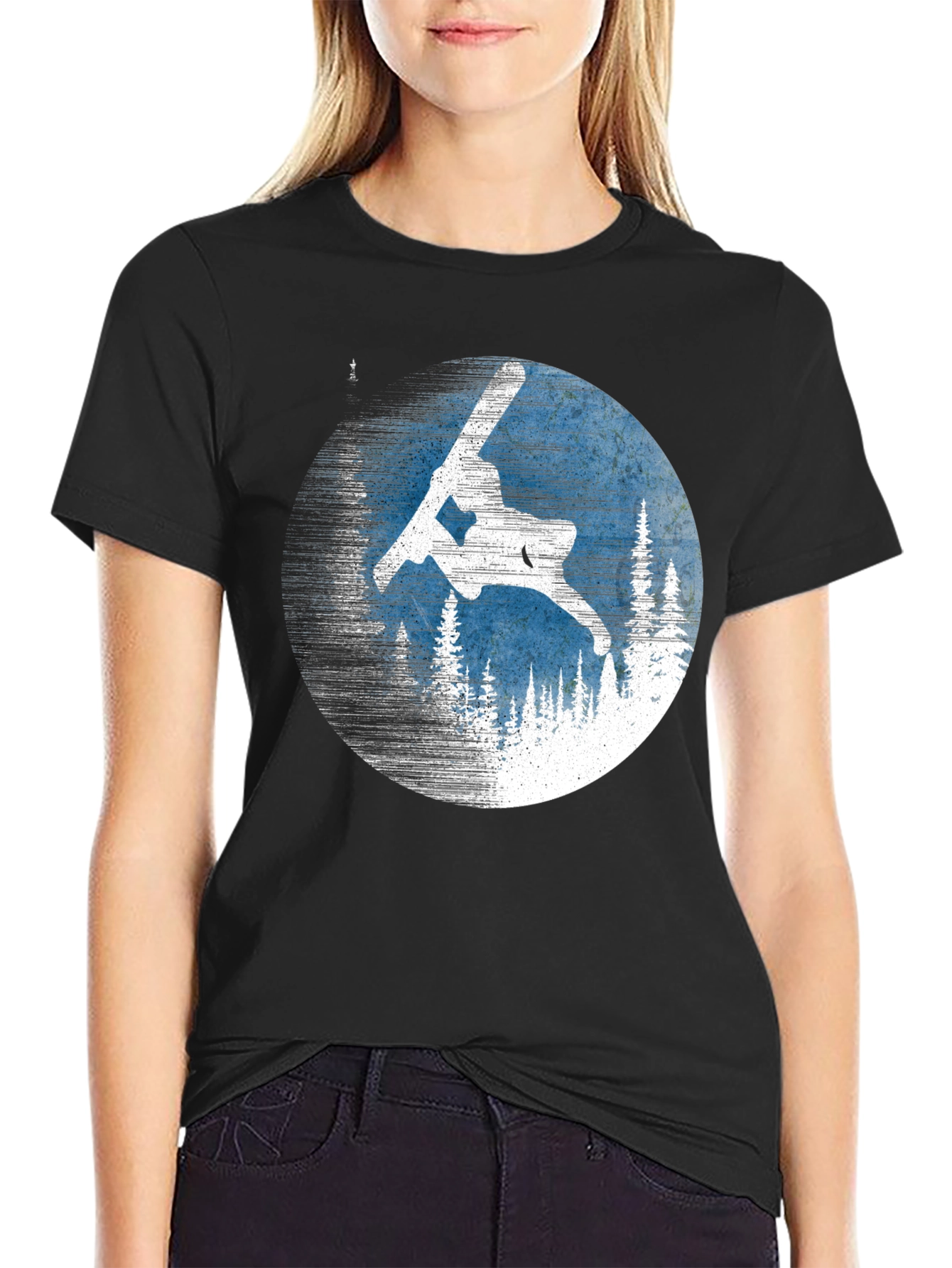 Black Snowboarder T-Shirt - Winter Sports Apparel view 2