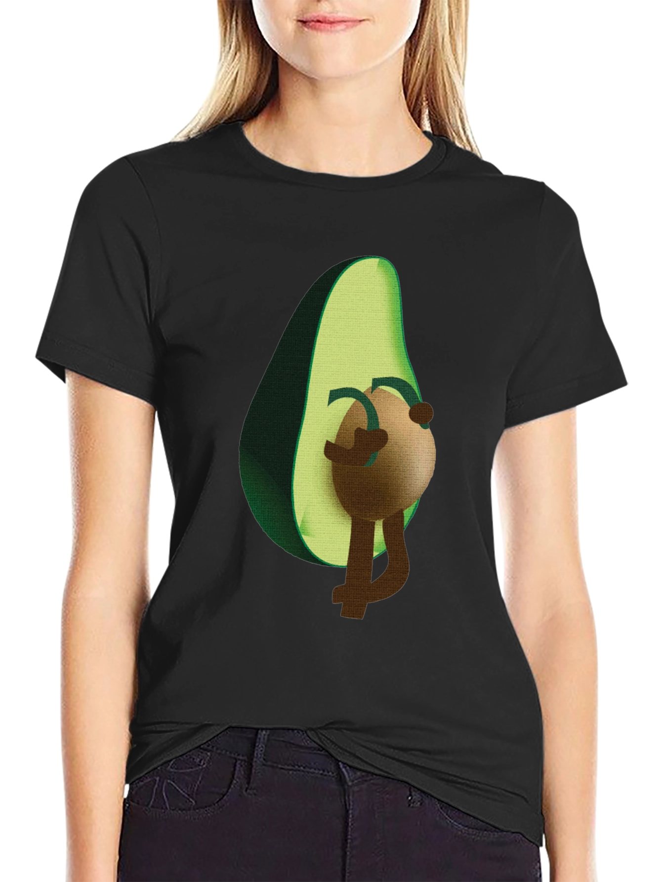 Black Funny Avocado T-Shirt - Fruit with Attitude view 2