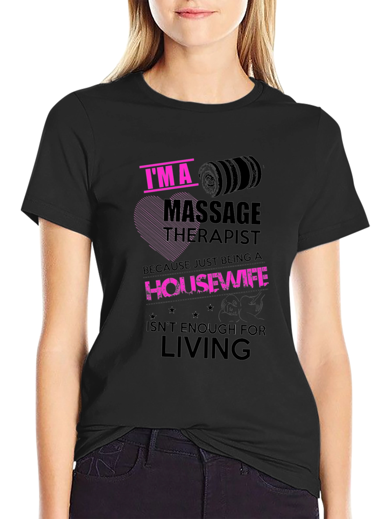 Black I'm A Massage Therapist Novelty T-Shirt view 2