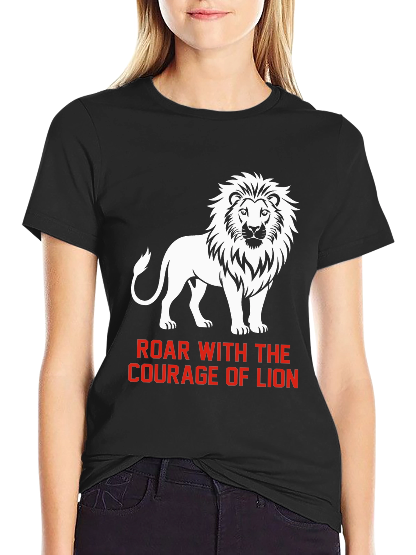 Black Courage of Lion Graphic T-Shirt view 2