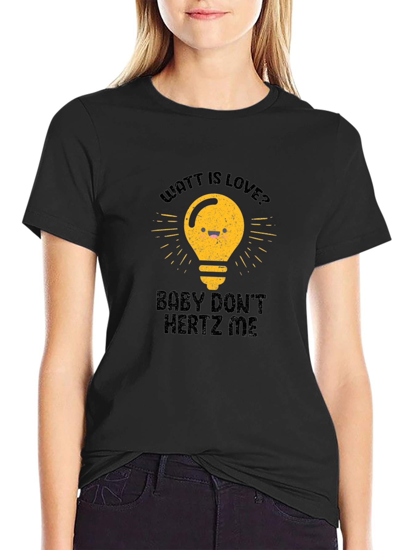 Black Watt is Love T-Shirt - Funny Science Pun Tee view 2