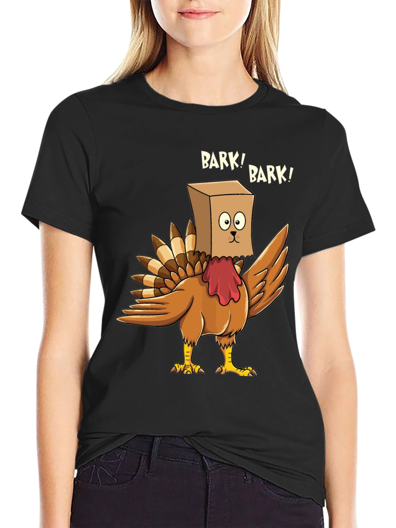 Black Funny Turkey Bark! Graphic T-Shirt view 2