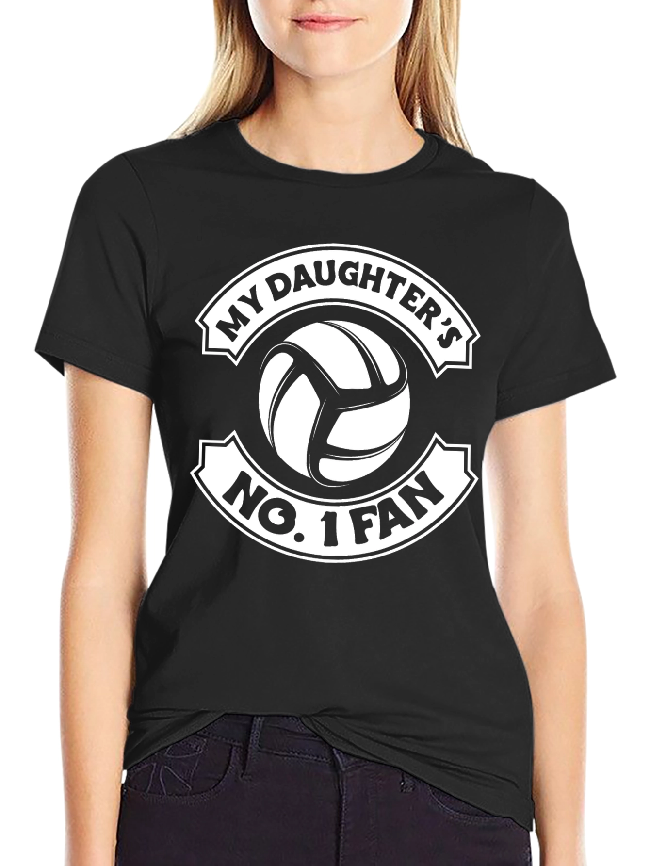 Black My Daughter's No. 1 Fan T-Shirt Volleyball Lover view 2