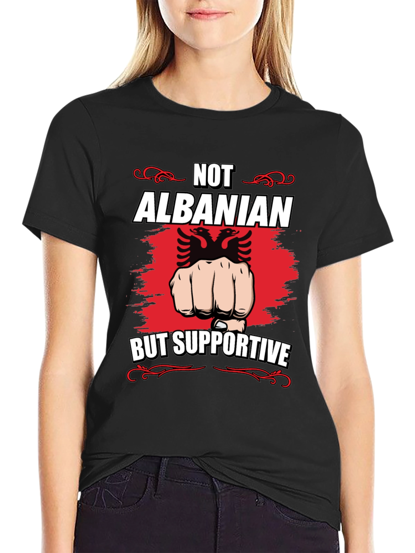 Black Albanian Supporter Graphic T-Shirt view 2