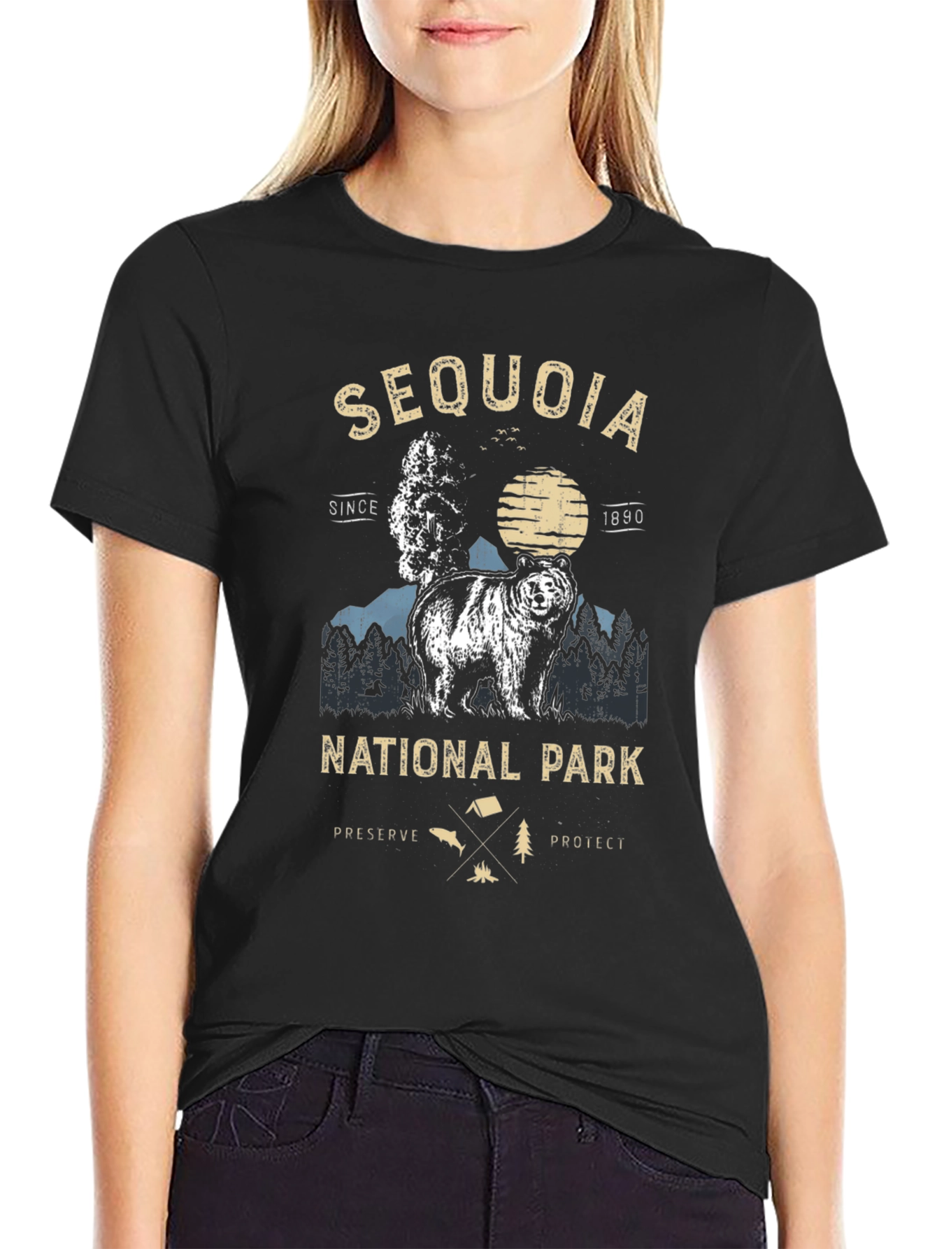 Black Sequoia National Park Bear T-Shirt view 2