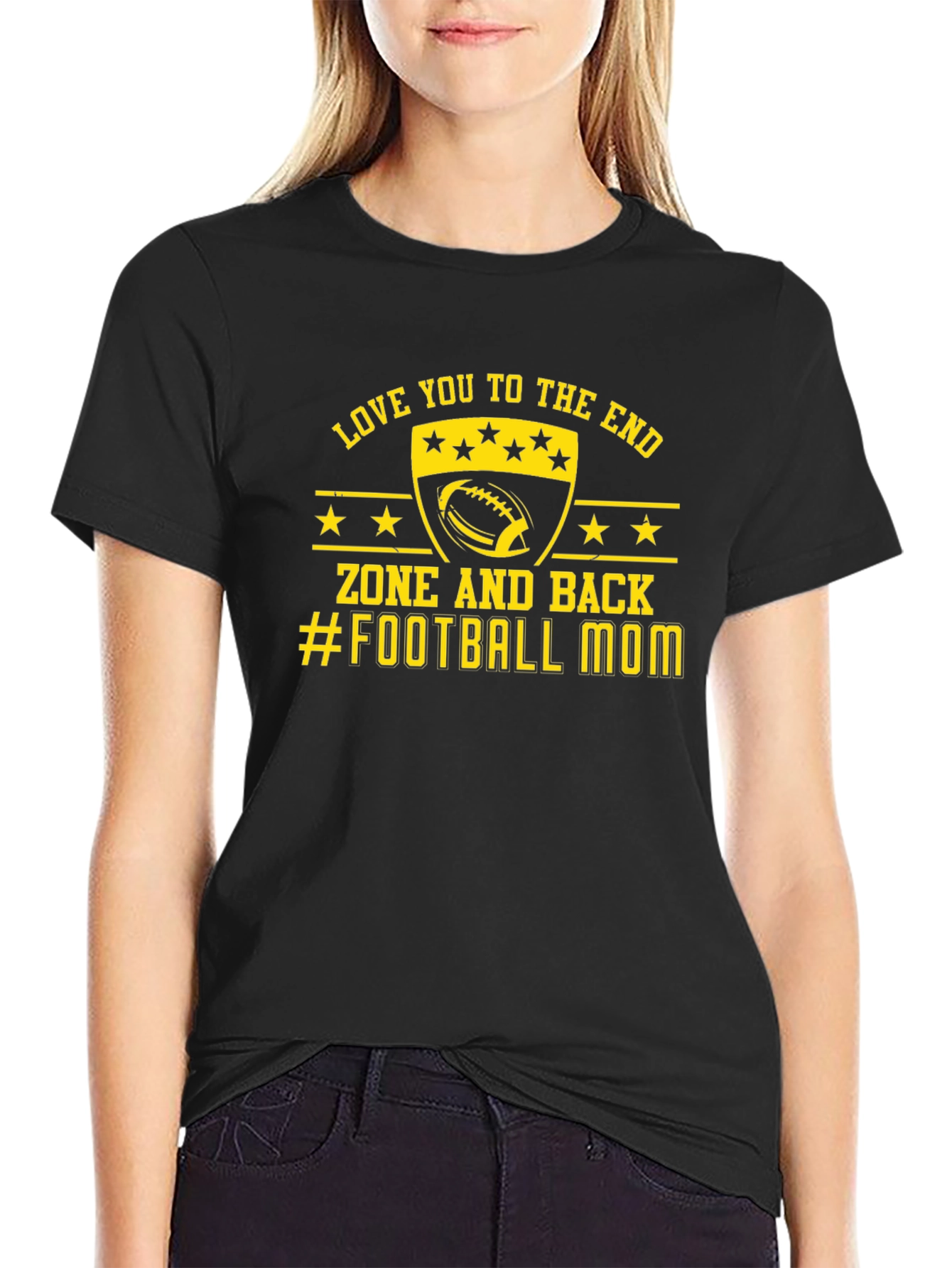 Black Love You to The End Football Mom T-Shirt view 2