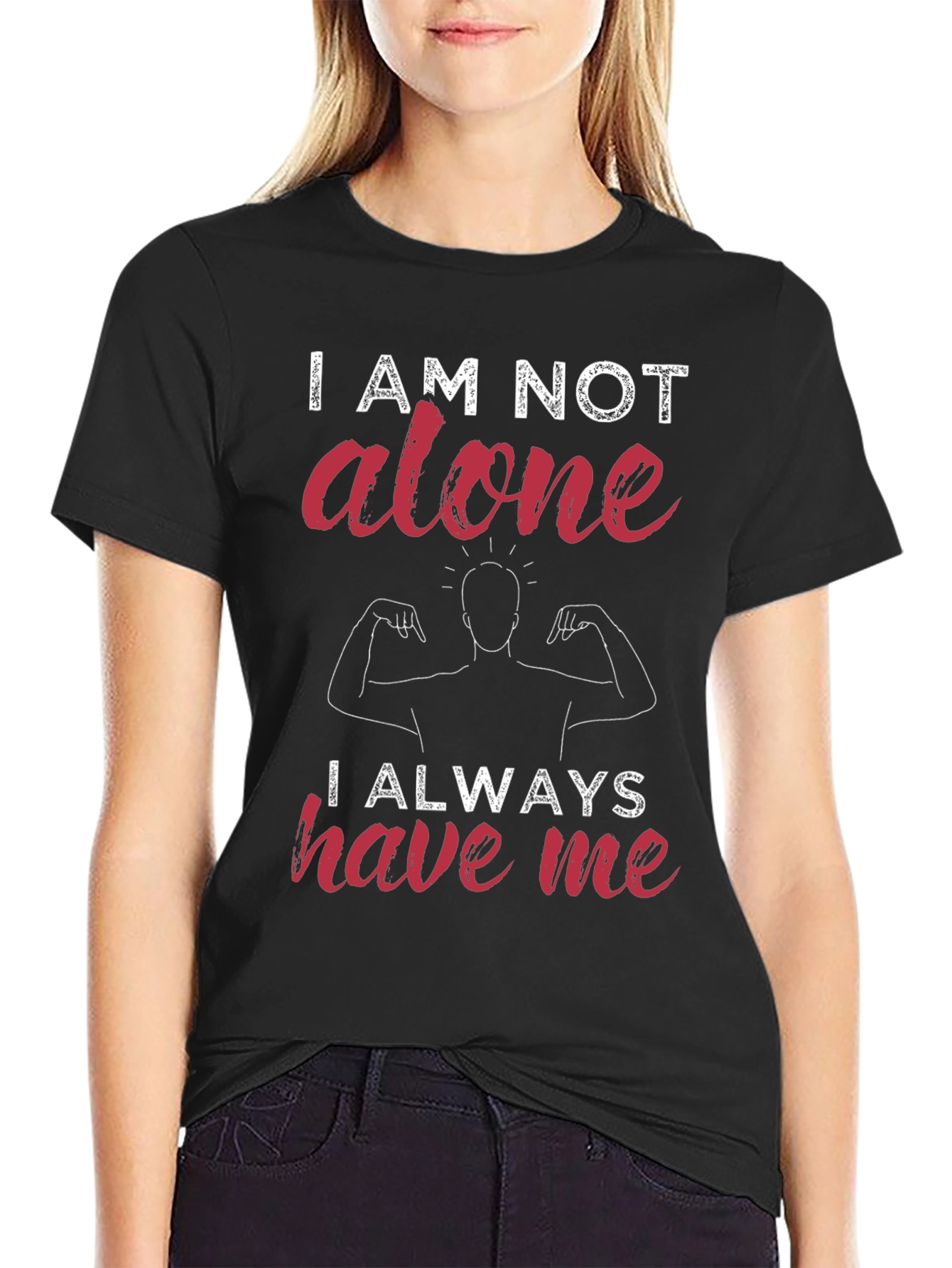 Black I Am Not Alone Graphic T-Shirt view 2