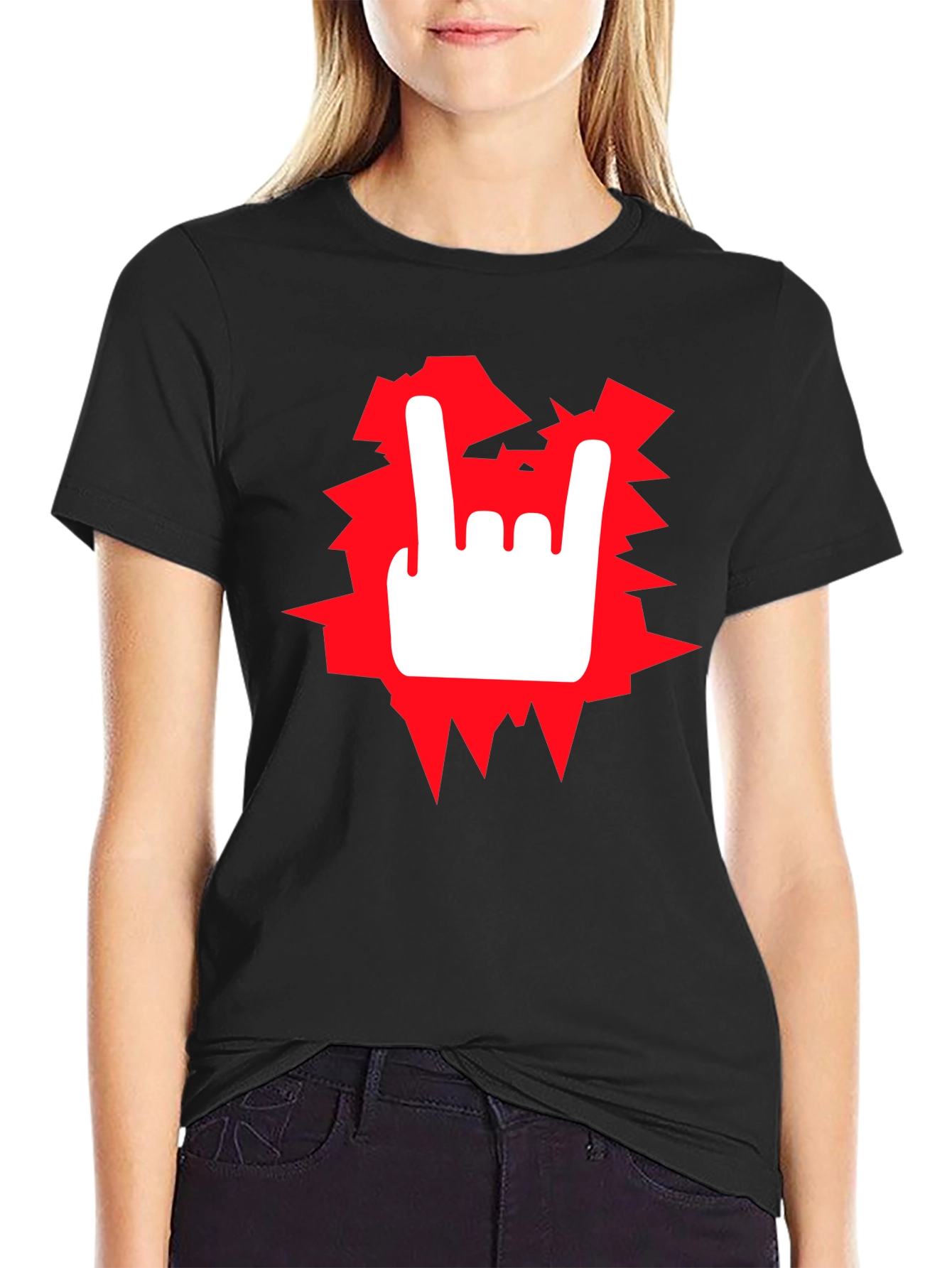 Black Rock On! Graphic Tee - Black Cotton T-Shirt view 2