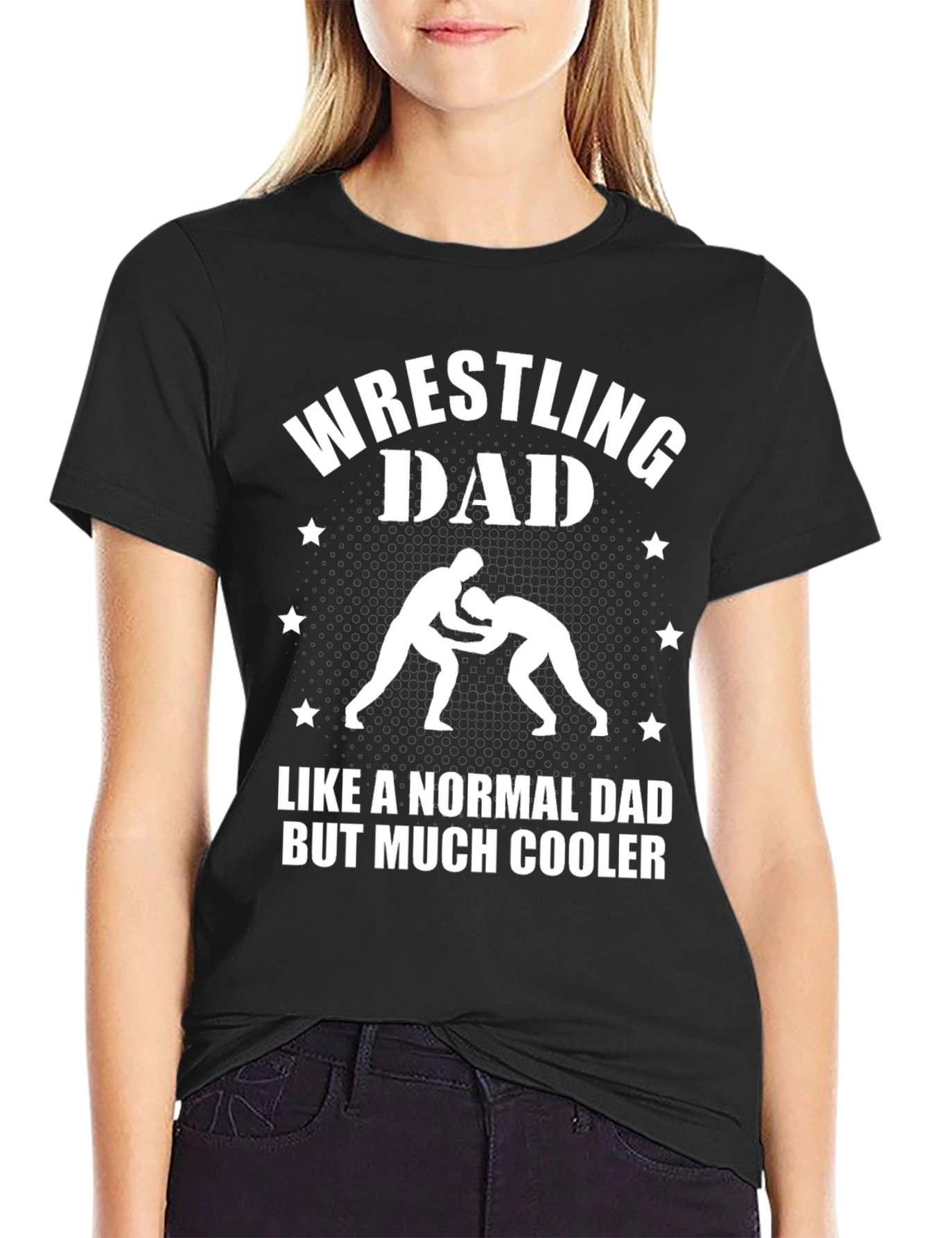 Black Wrestling Dad T-Shirt - Much Cooler Dad view 2