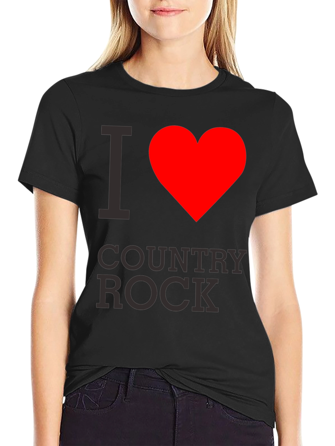 Black I Heart Country Rock Black T-Shirt view 2