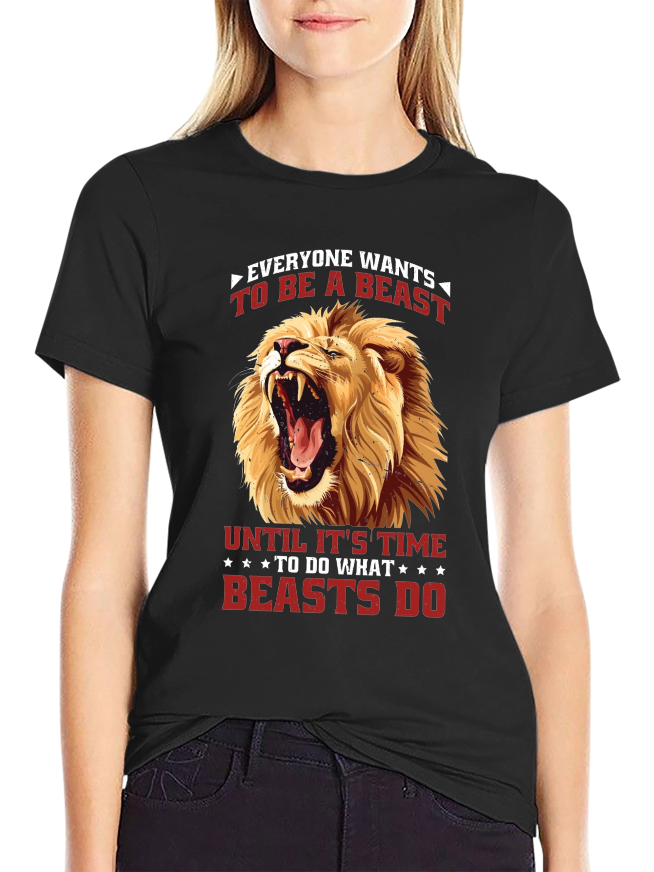 Black Lion Beast Graphic T-Shirt - Bold Statement Tee view 2