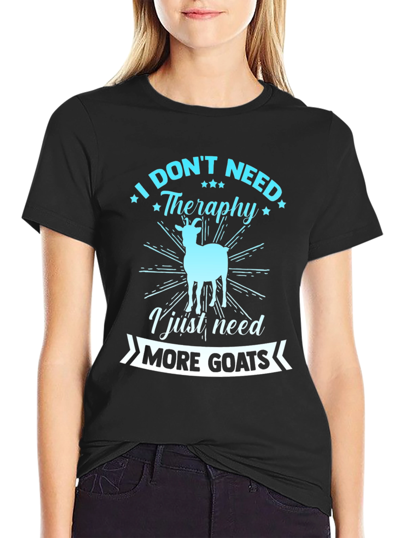 Black Funny Goat Lover T-Shirt: Need More Goats! view 2