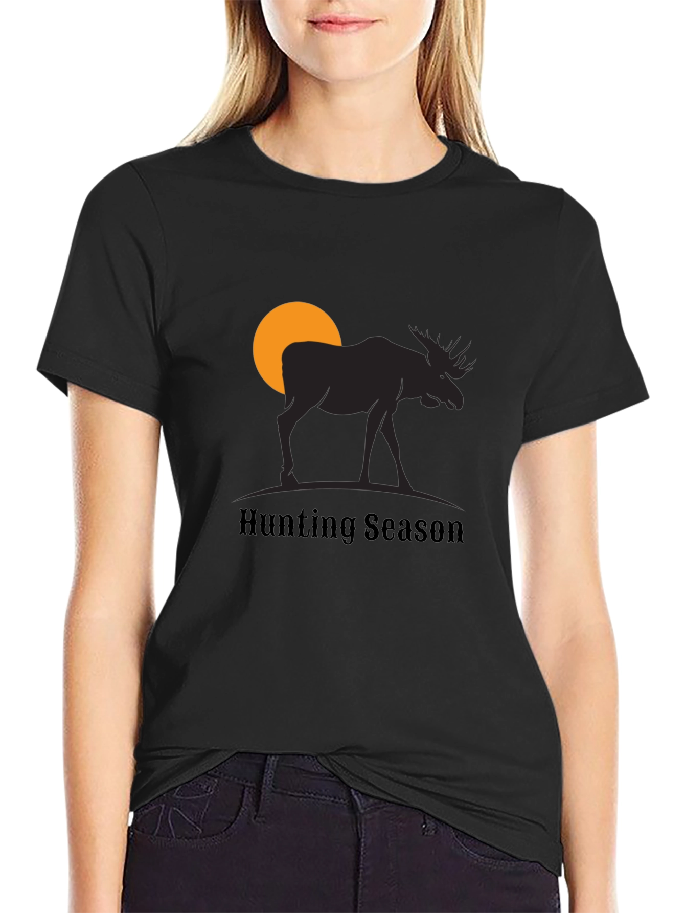 Black Hunting Season Moose Graphic T-Shirt view 2