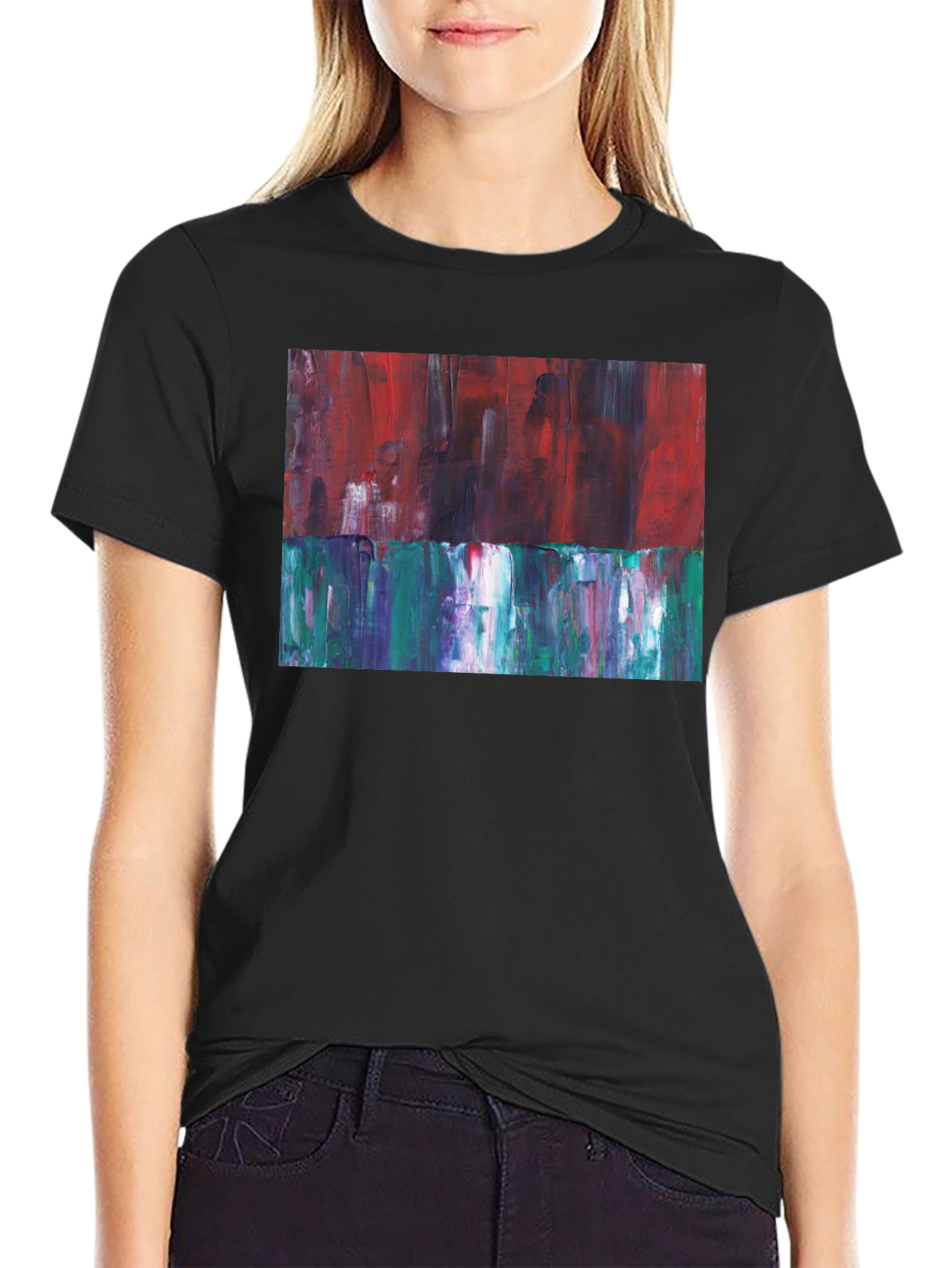Black Abstract Expression Tee - Artistic Fashion Statement view 2