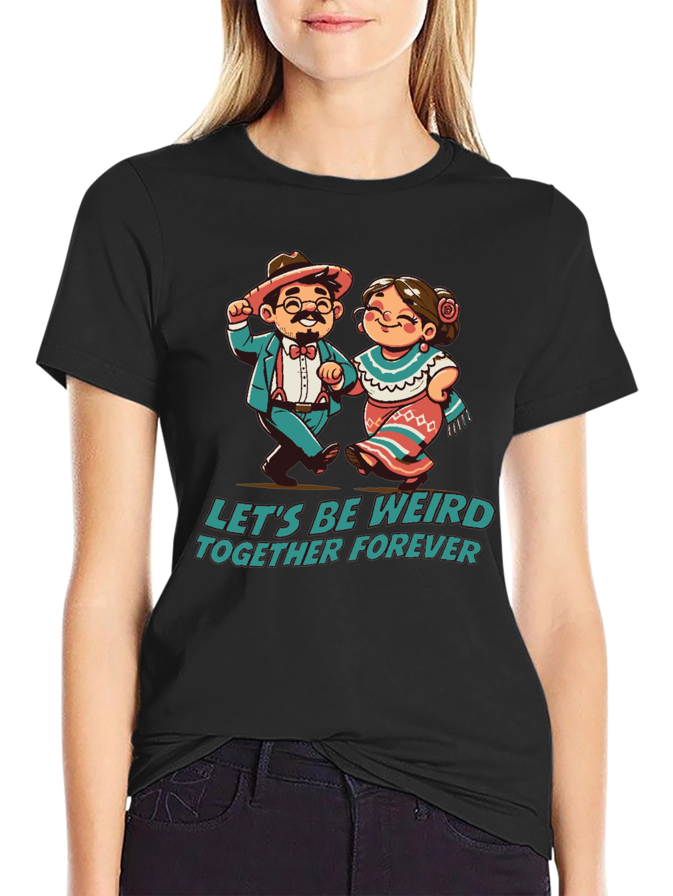 Black Let's Be Weird Together Forever T-Shirt view 2