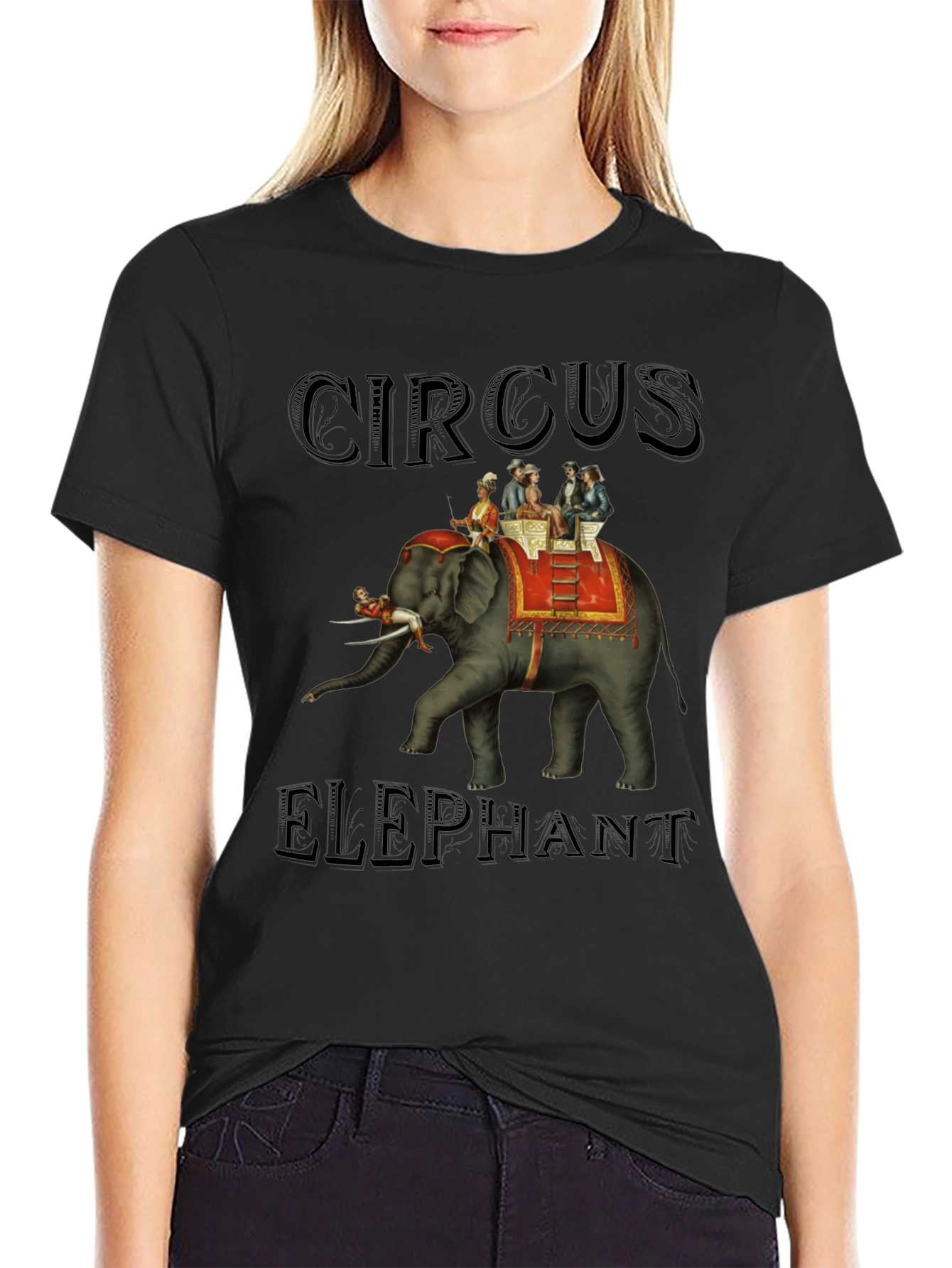 Black Circus Elephant Graphic Tee view 2