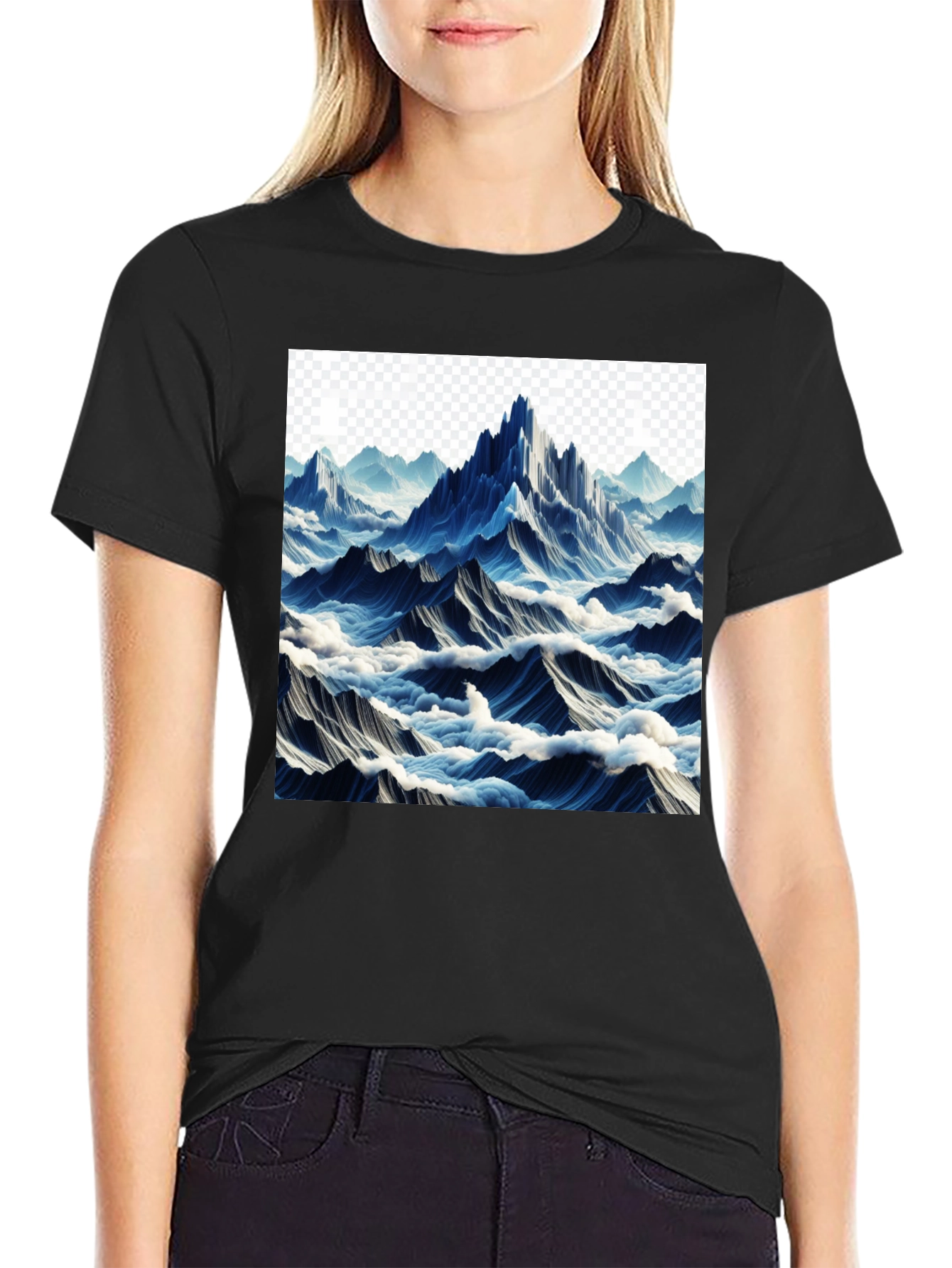 Black Mountainscape Graphic Tee - Black Cotton Comfort view 2