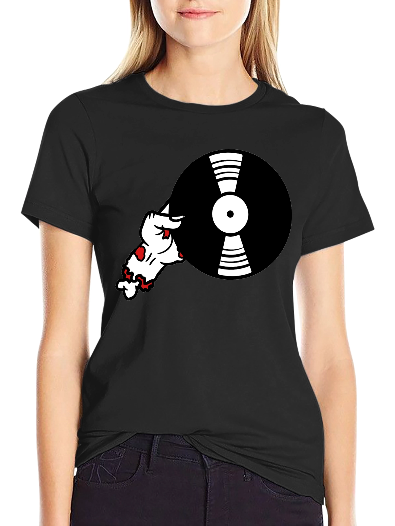 Black Cool DJ Dog Black T-Shirt view 2