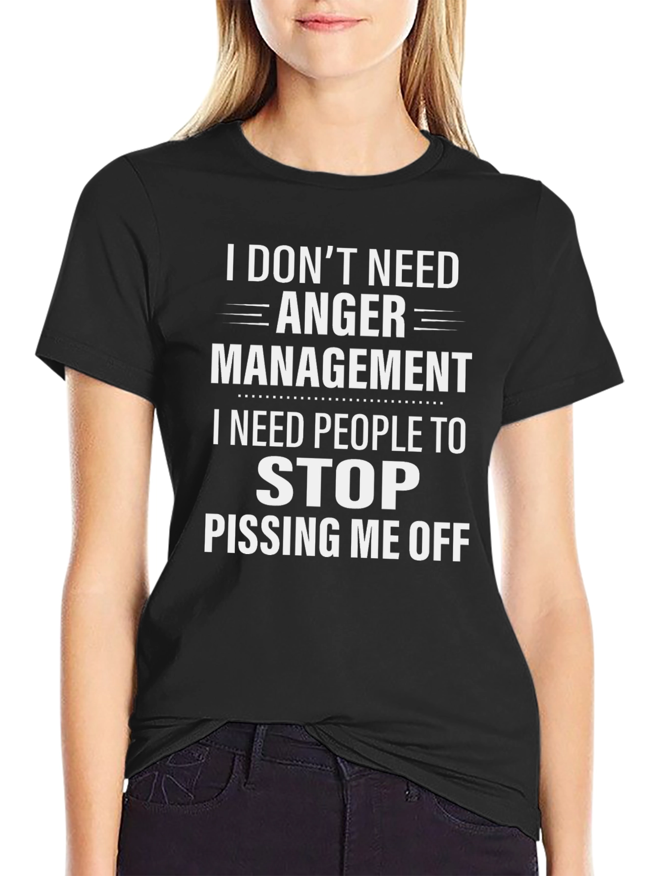 Black Funny Anger Management T-Shirt - Sarcastic Humor Tee view 2