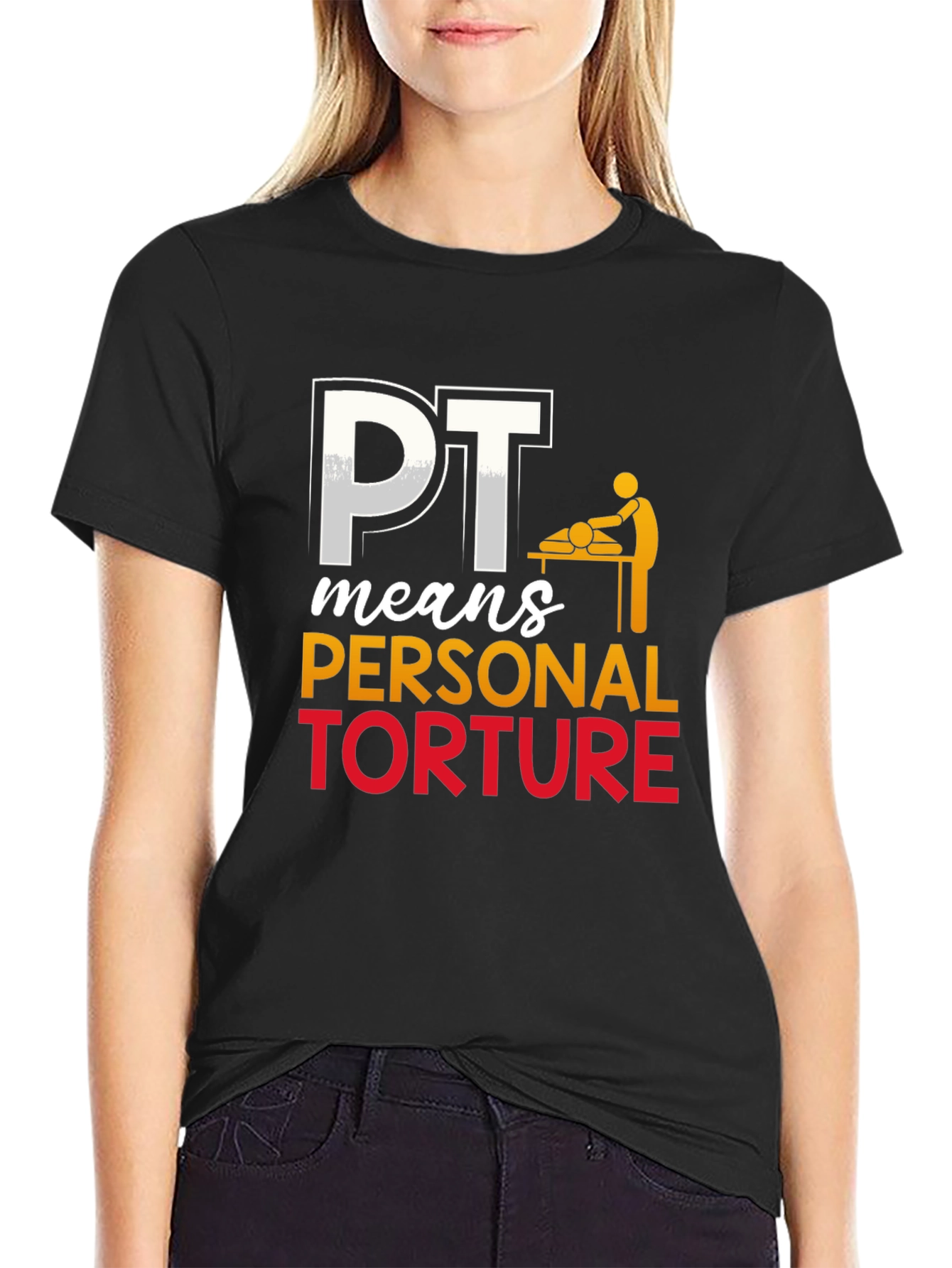 Black PT Means Personal Torture Graphic T-Shirt view 2