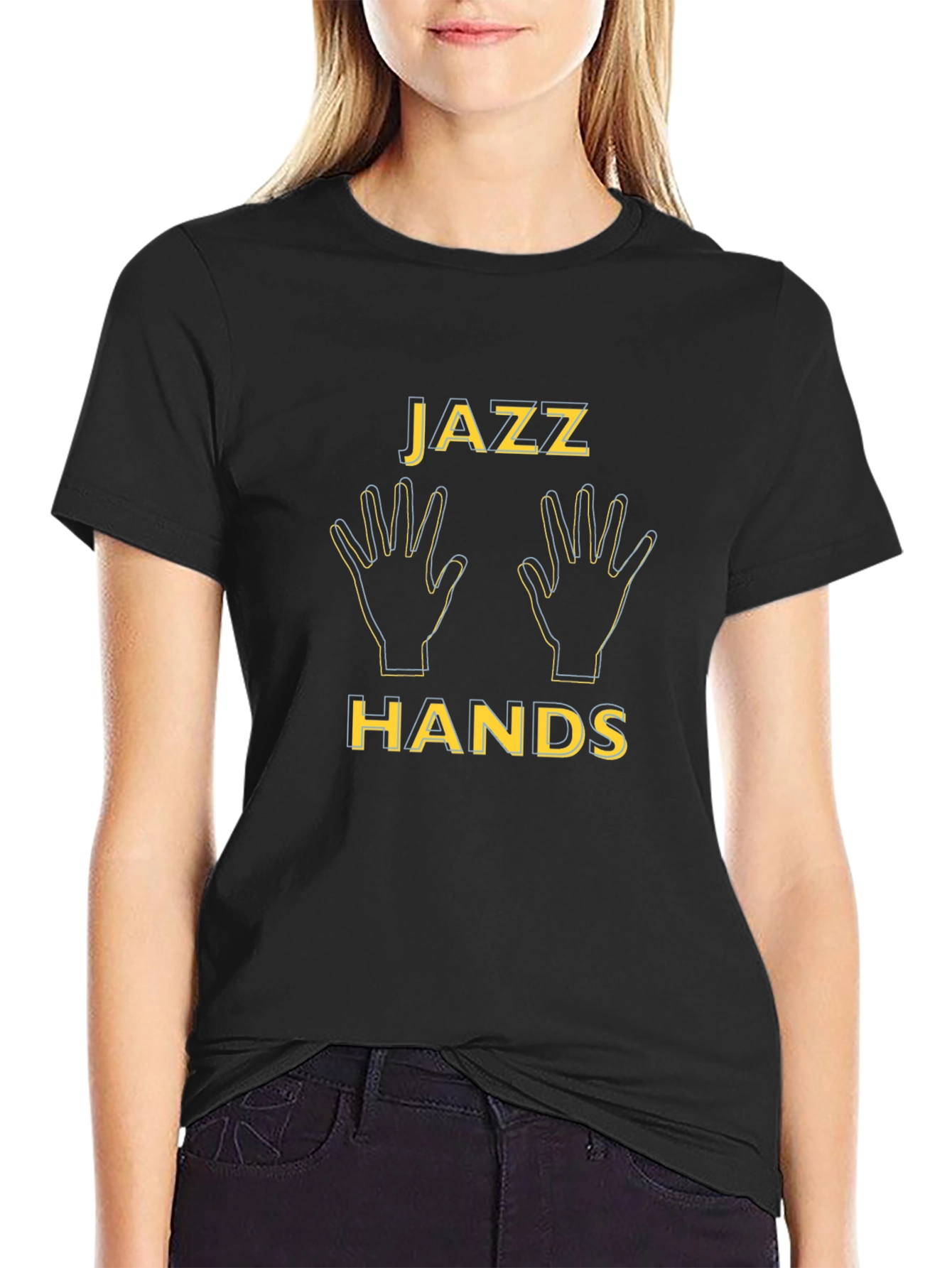 Black Jazz Hands Graphic Tee - Black Unisex T-Shirt view 2