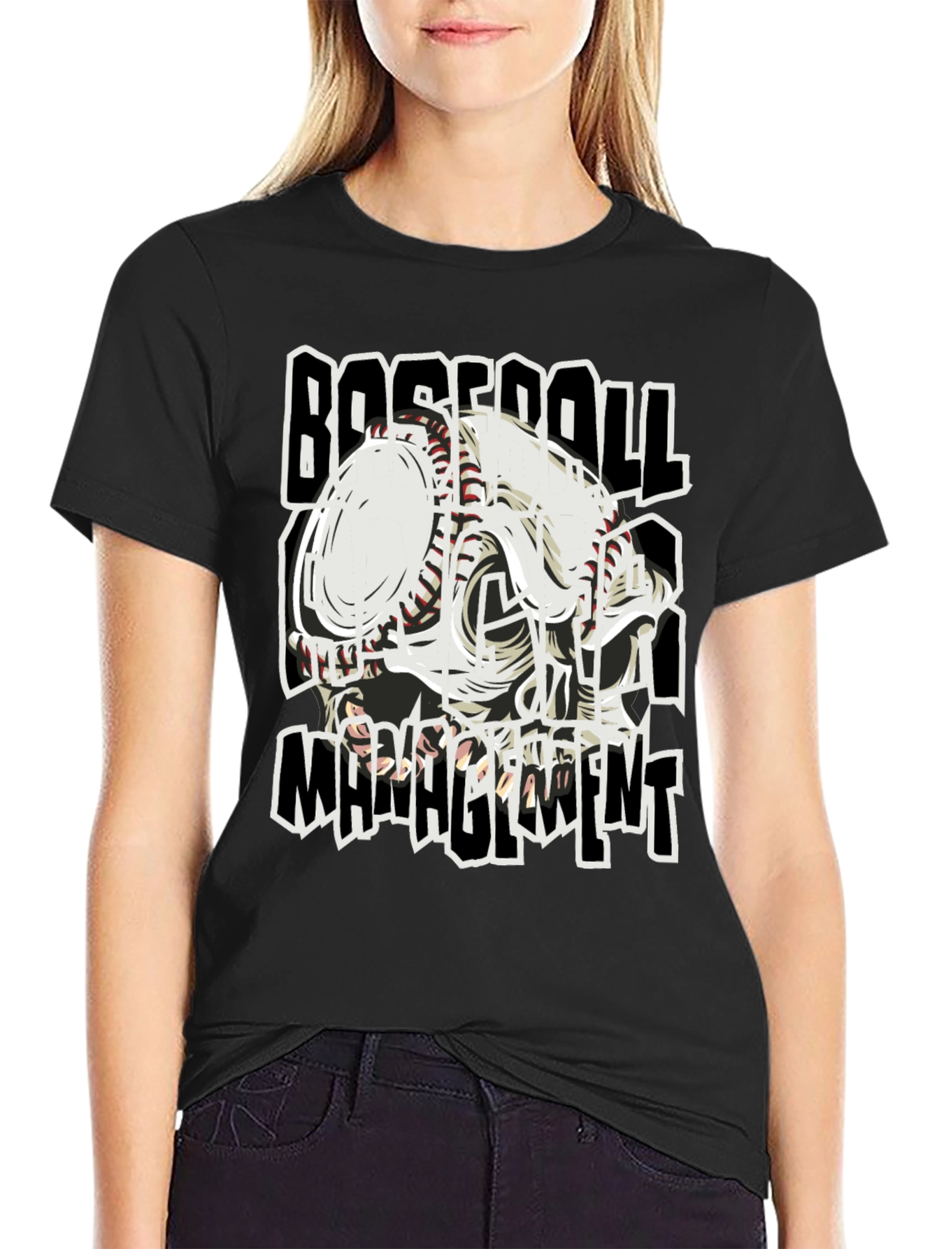 Black Baseball Management Graphic Tee view 2