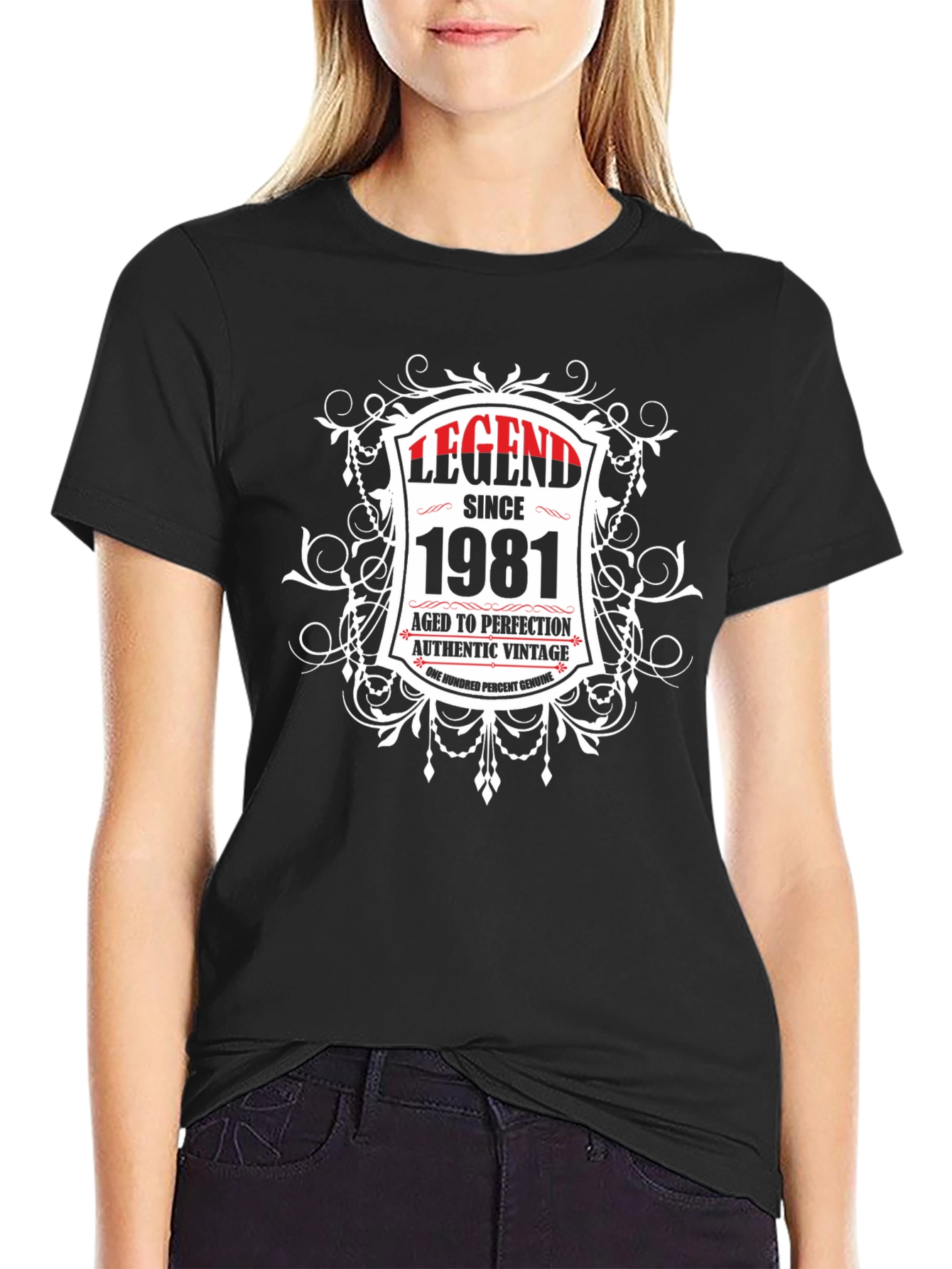 Black Legend Since 1981 Vintage Style T-Shirt view 2