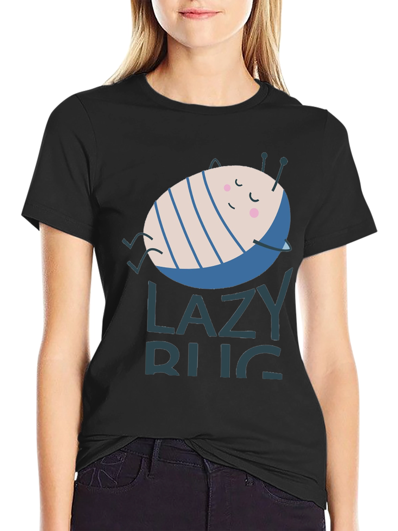 Black Lazy Bug Graphic T-Shirt - Relaxed Fit, Soft Cotton view 2