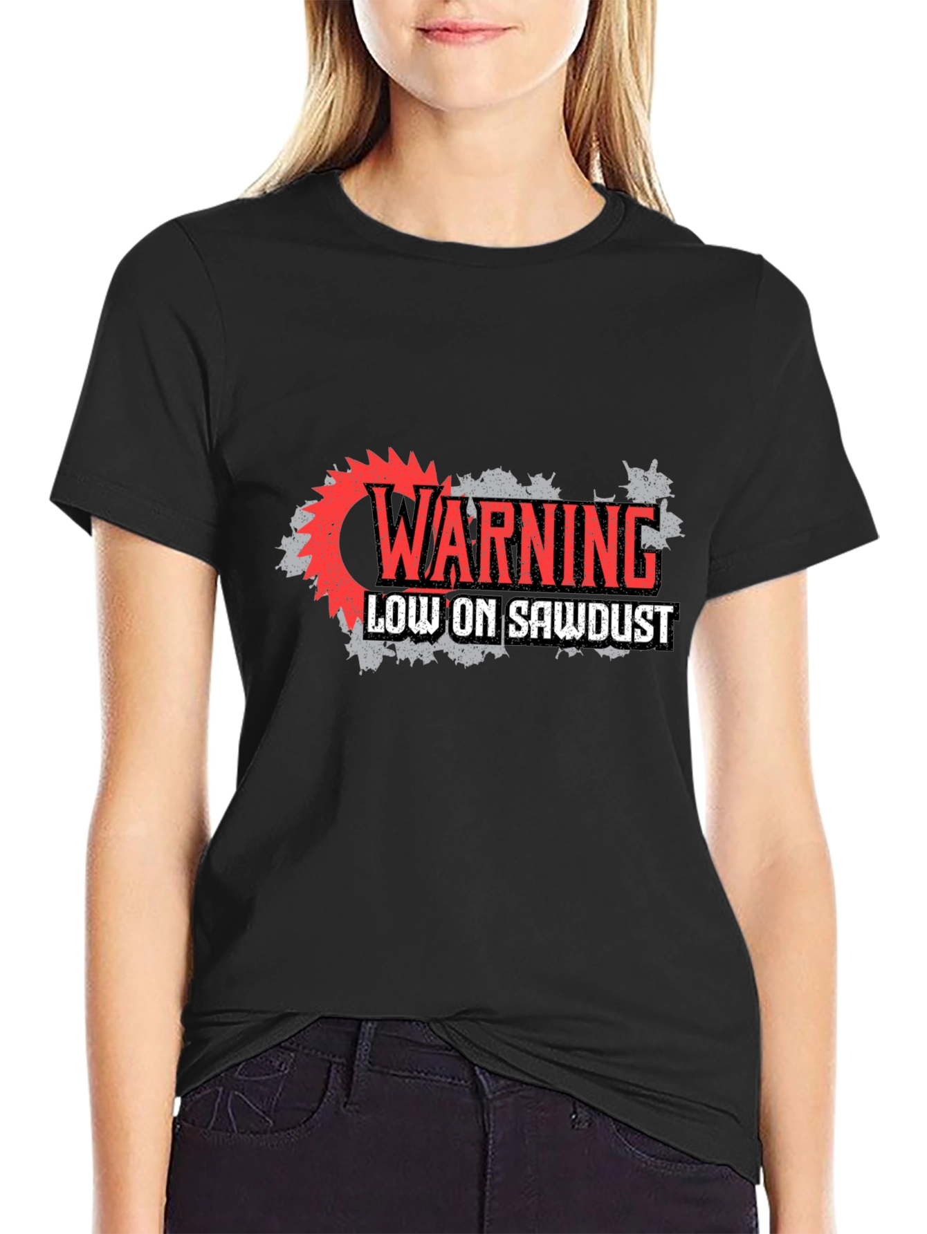 Black Warning Low on Sawdust Graphic Tee - Black view 2