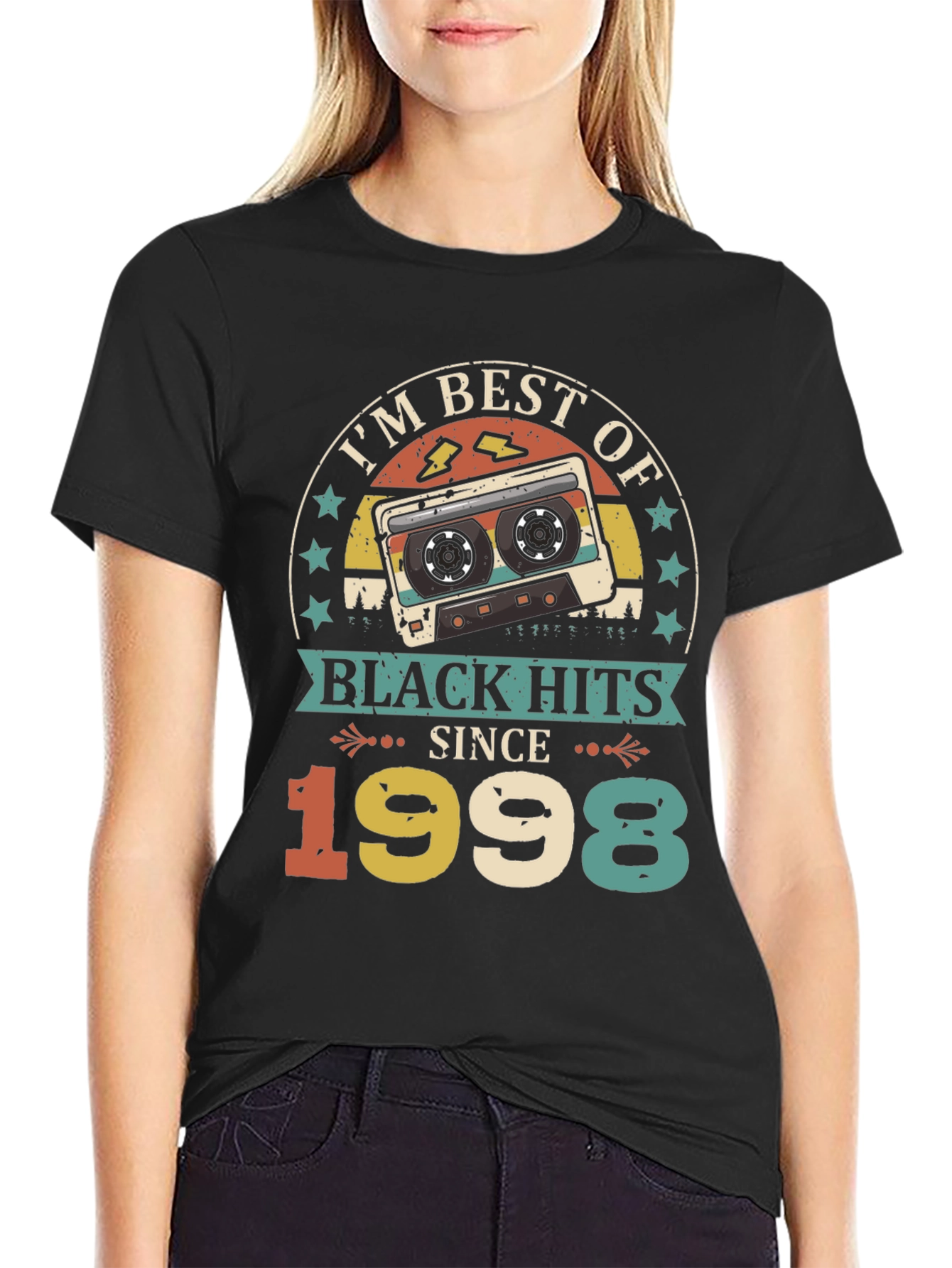 Black Best of Black Hits Since 1998 Cassette Tape T-Shirt view 2
