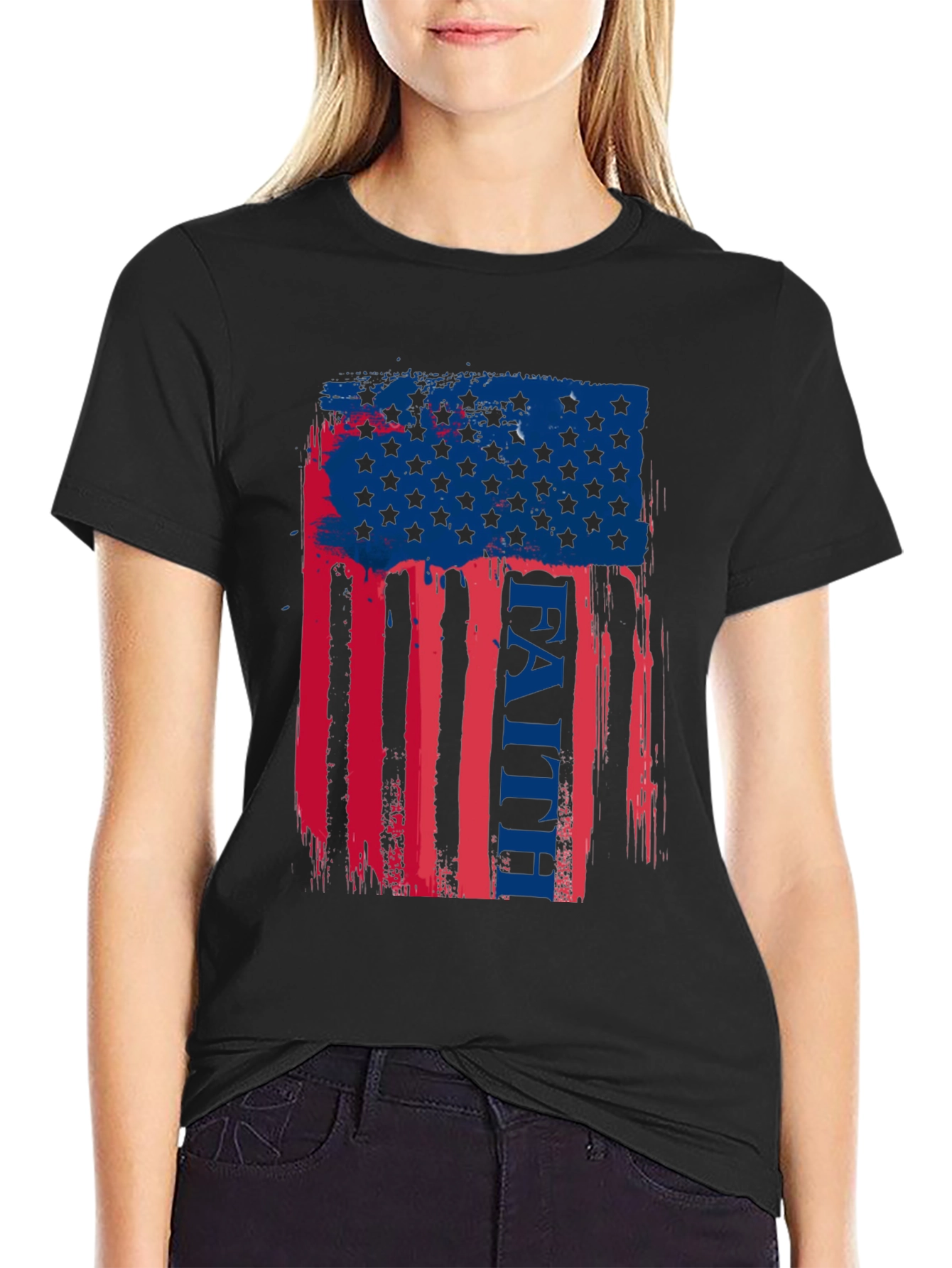 Black Faith American Flag Graphic T-Shirt view 2