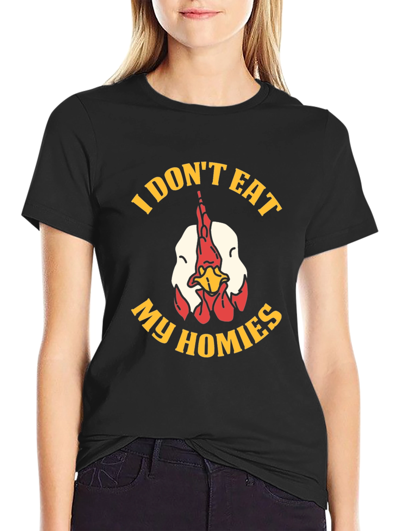 Black I Don't Eat My Homies Chicken Graphic Tee view 2