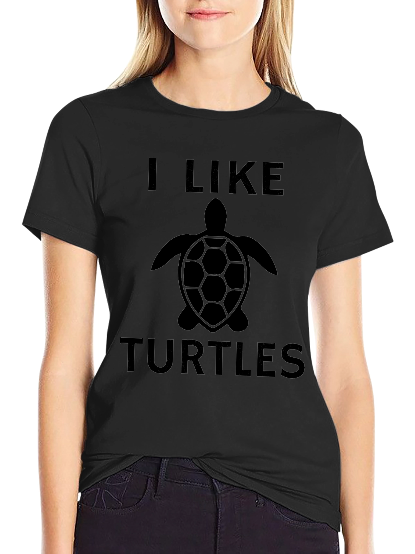 Black I Like Turtles Graphic T-Shirt view 2