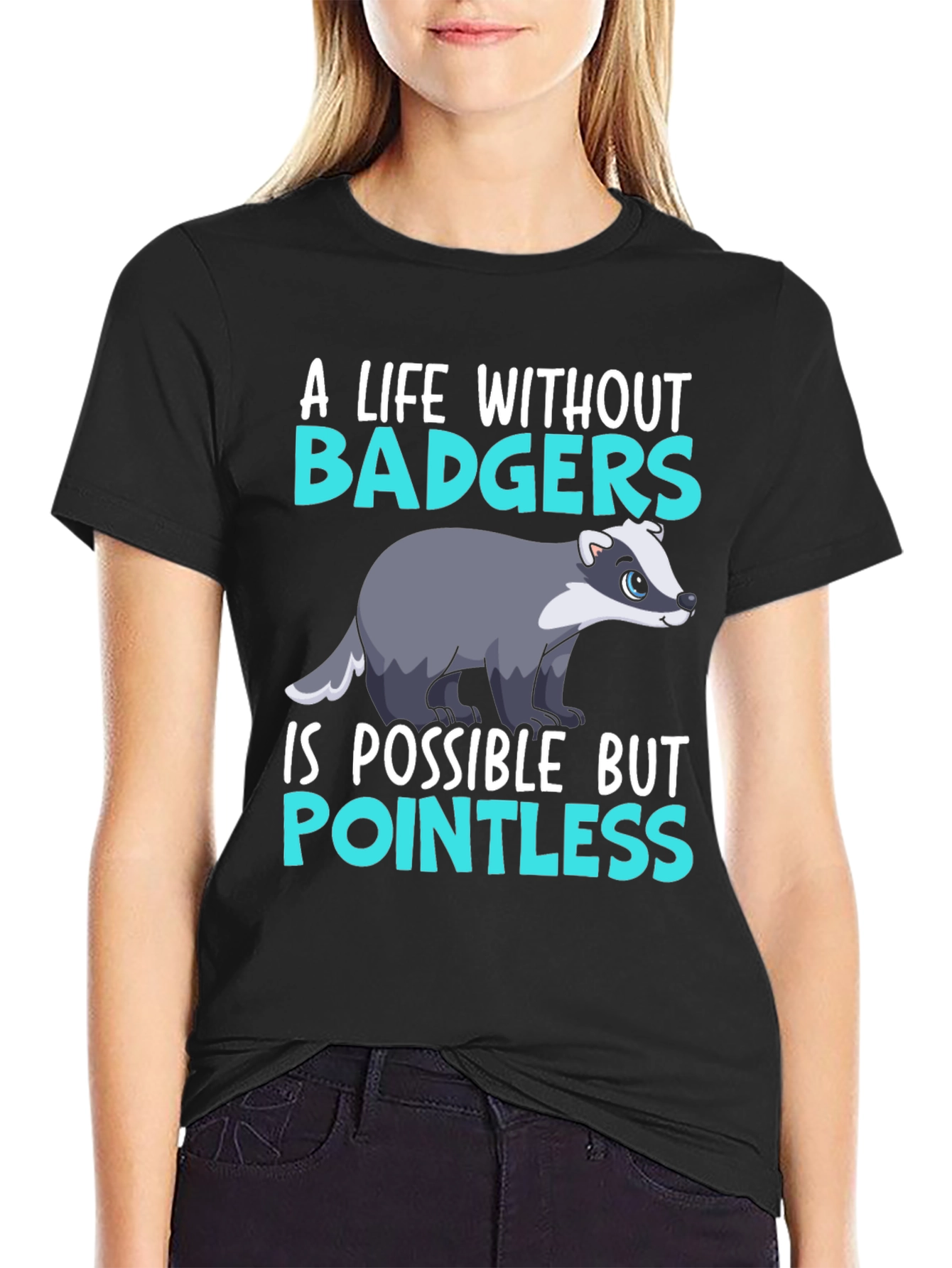 Black A Life Without Badgers Graphic Tee view 2