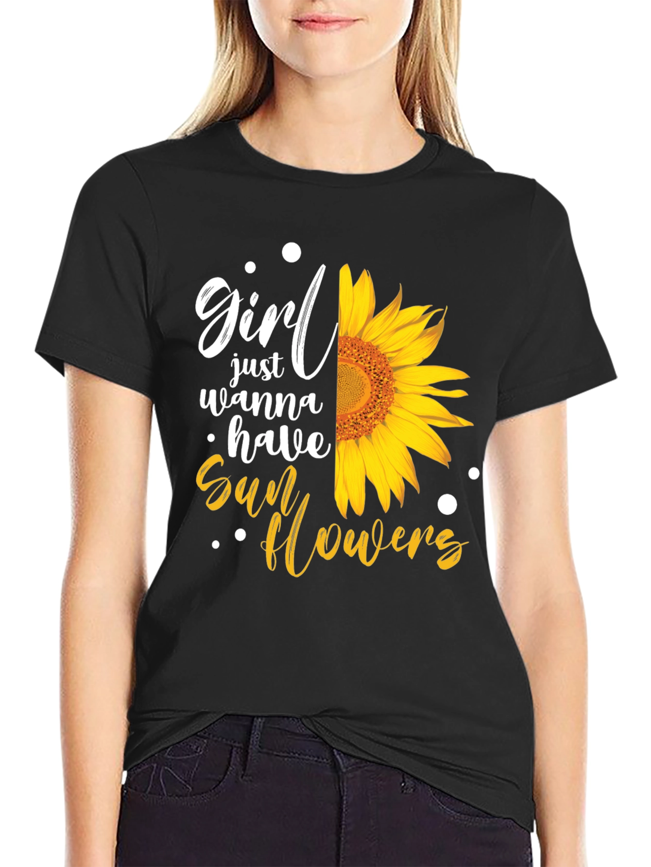 Black Girl Just Wanna Have Sunflowers T-Shirt view 2